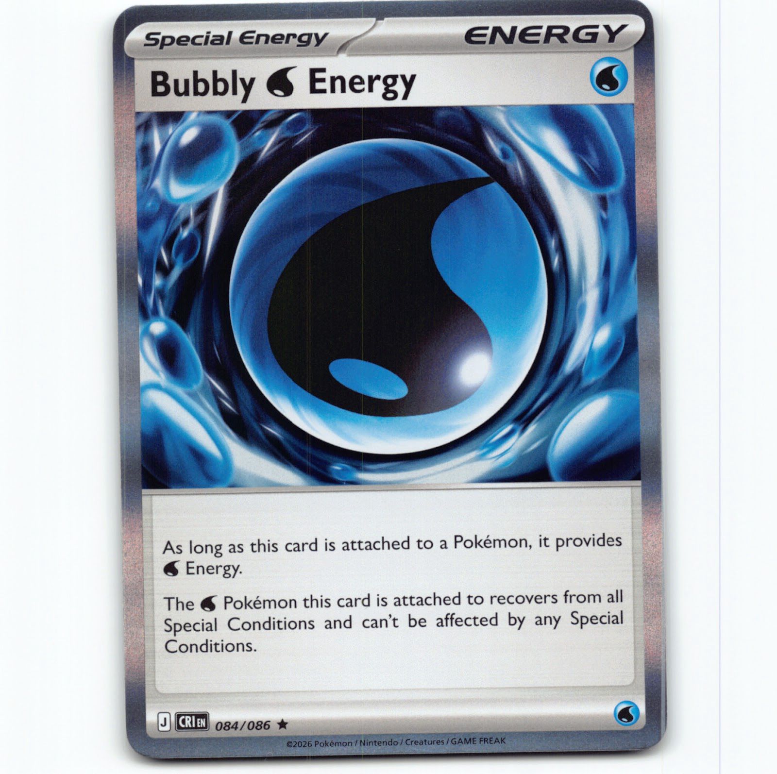 Pokémon Bubbly W Energy CRI EN 084/086 Holo Pokemon Kort Chaos Rising Mega Evolution