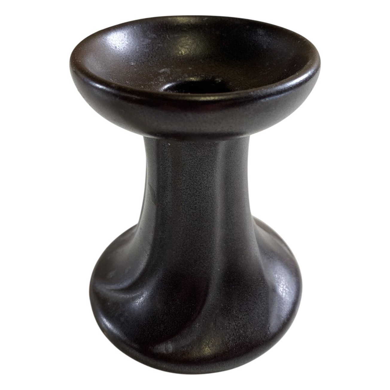 Höganäs Keramik Ljusstake Stengods Design Stoneware Sweden Brun Retro Stämplad