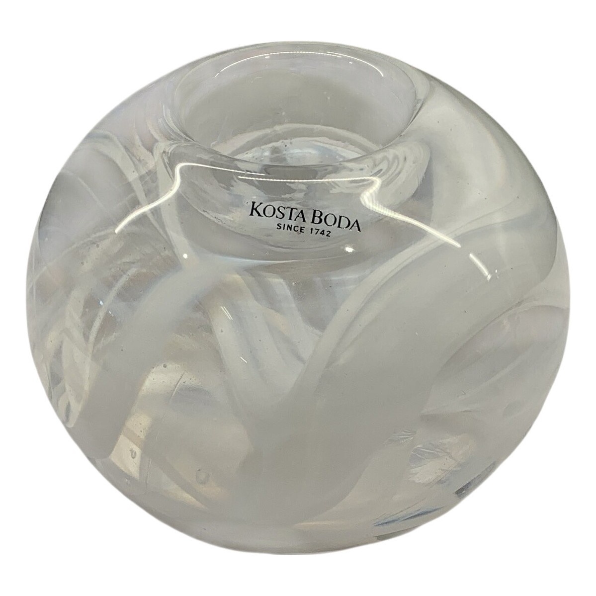 Kosta Boda Cool Moon Ljuslykta Vit Anna Ehrner Design Glas Konstglas Artglass