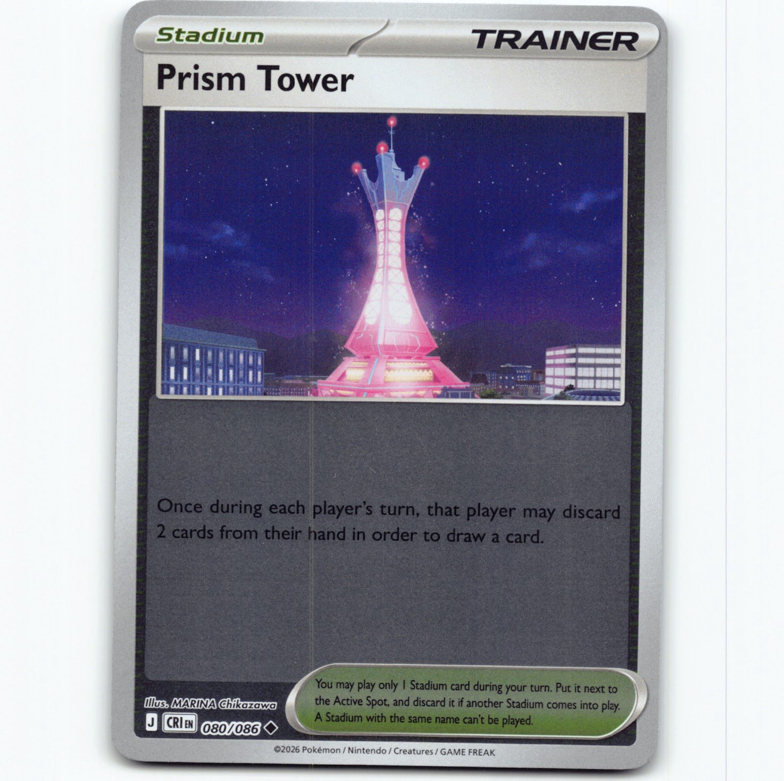 Pokémon Prism Tower CRI EN 080/086 Reverse Holo Pokemon Kort Chaos Rising Mega Evolution