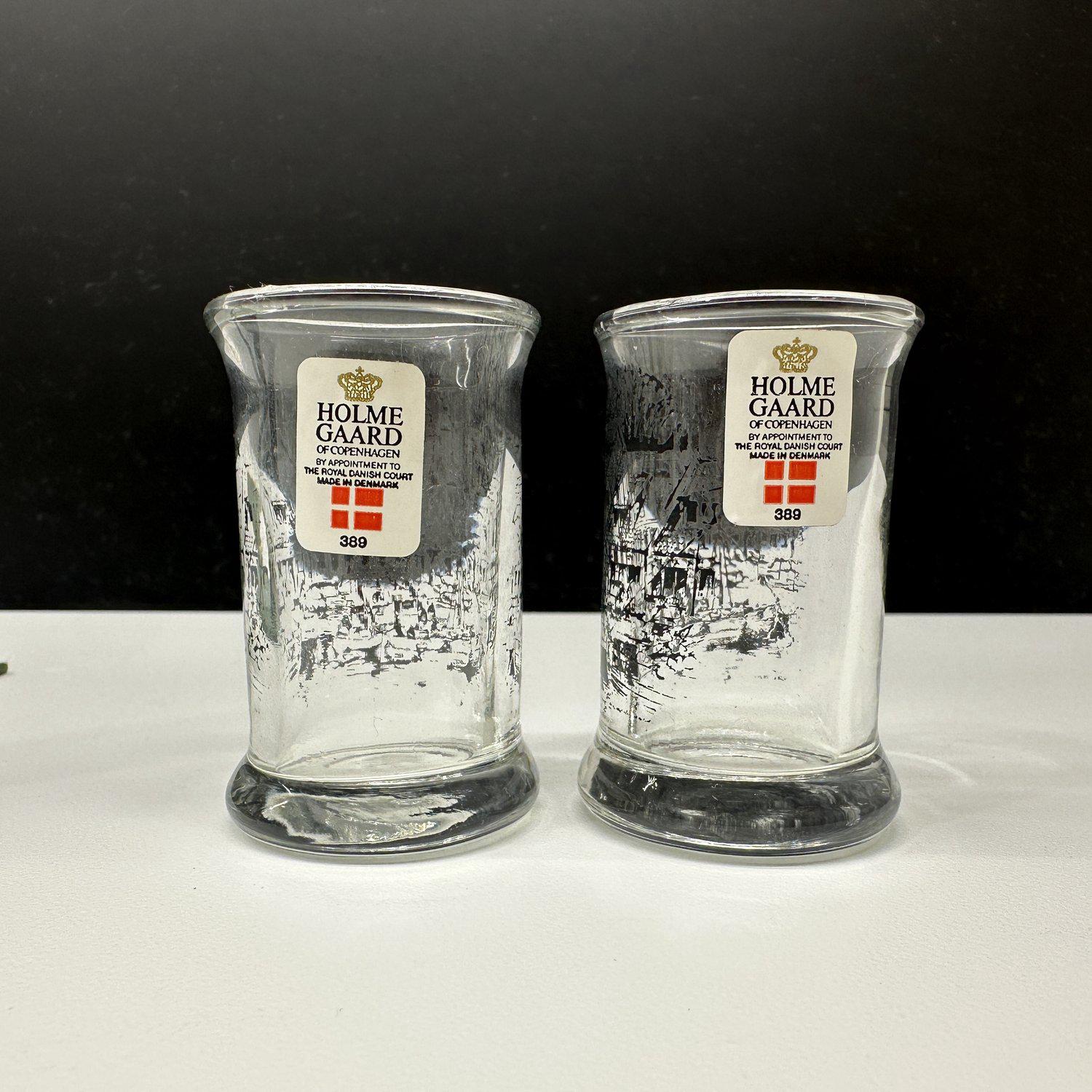 Holmegaard 2 st Snapsglas Etikettmärkta 389 Design Danmark Vintage