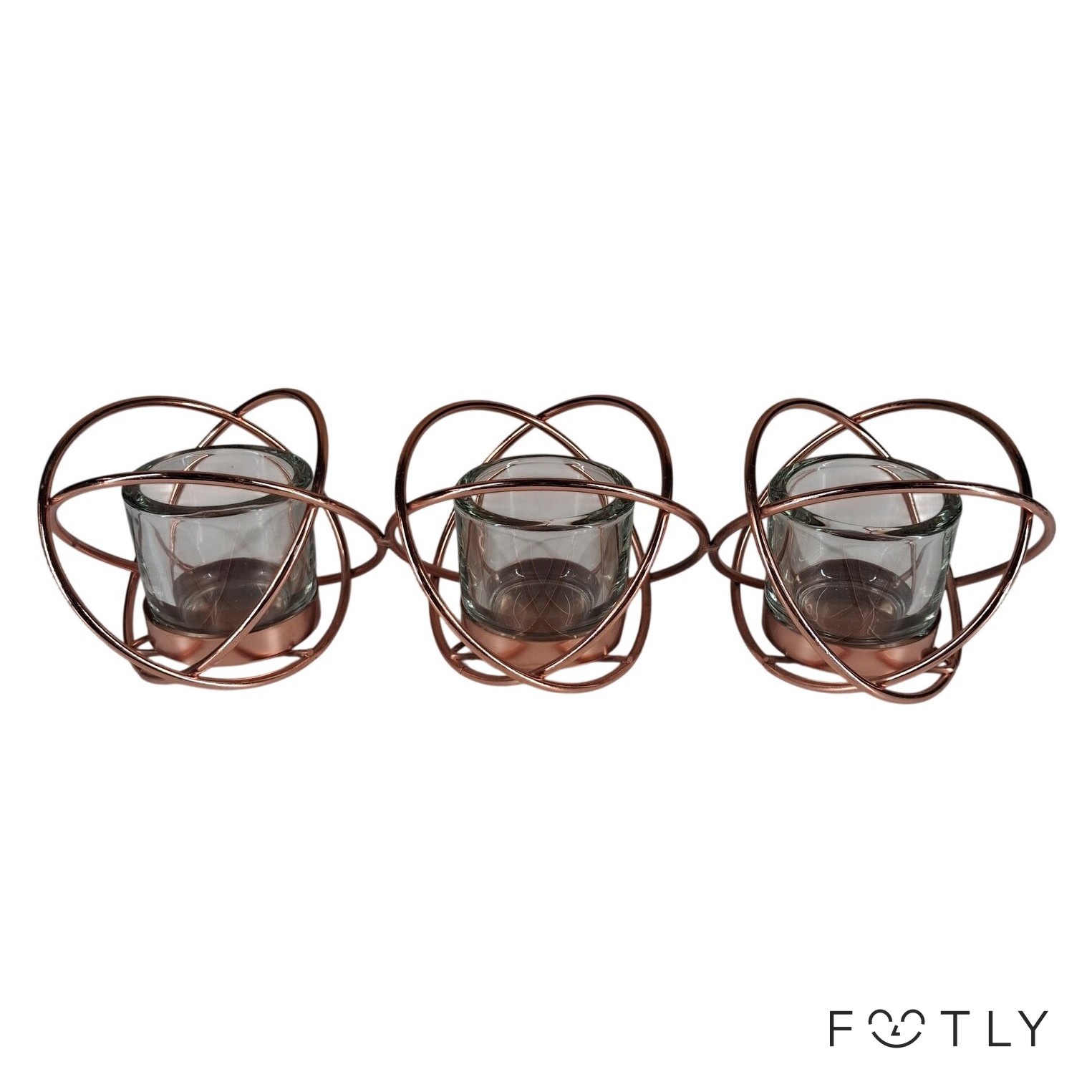 3 st Ljushållare Koppar Glas Metall Värmeljushållare Modern Design Rund