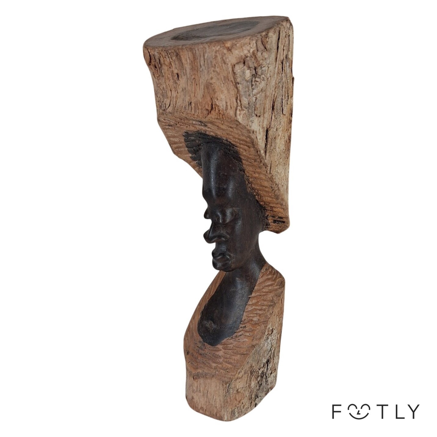 Afrikansk Skulptur Huvud Vintage Trä Handgjord Träfigur Träskulptur Brun