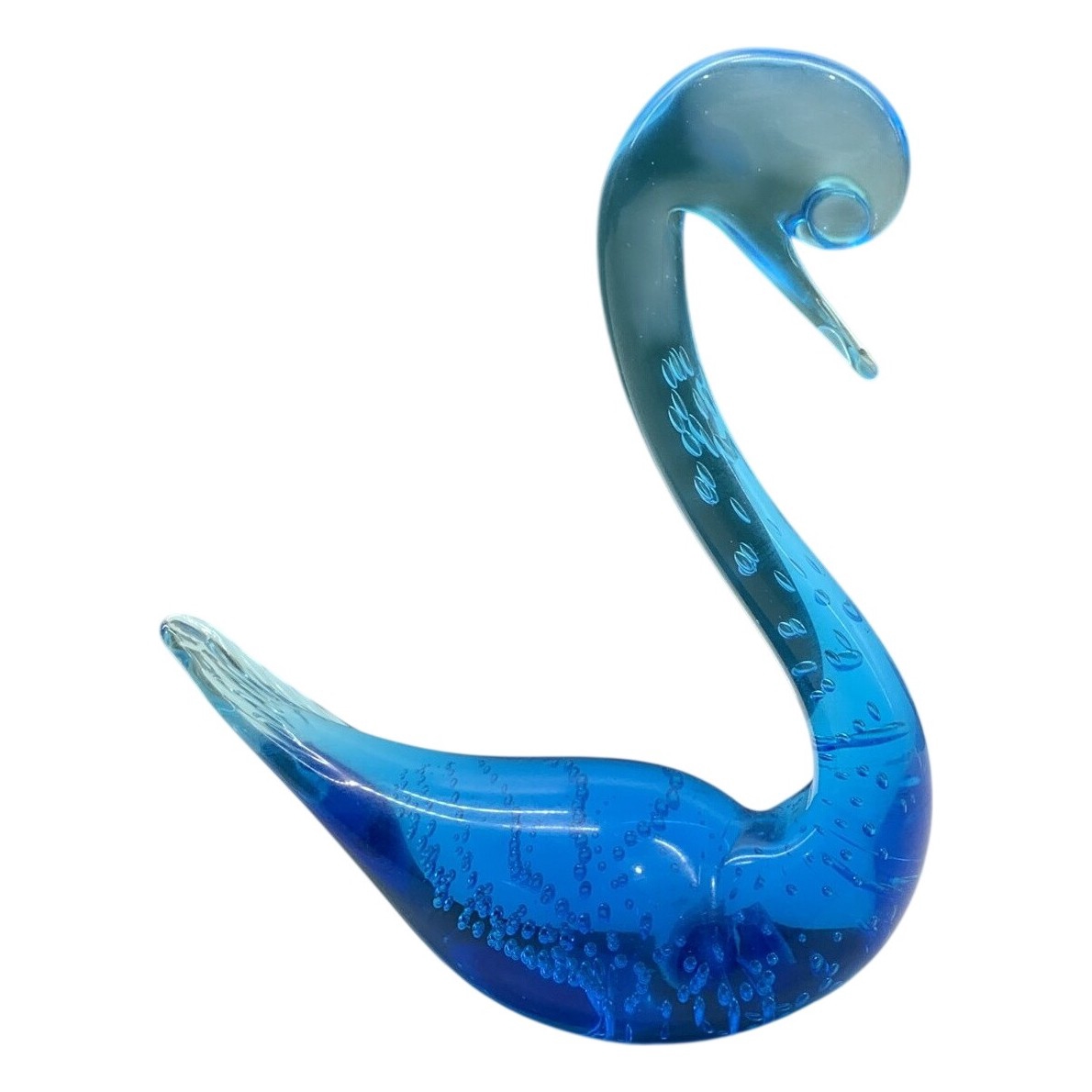 Bergdala Glasfigur Svan Blå Bubblor Dekoration Retro