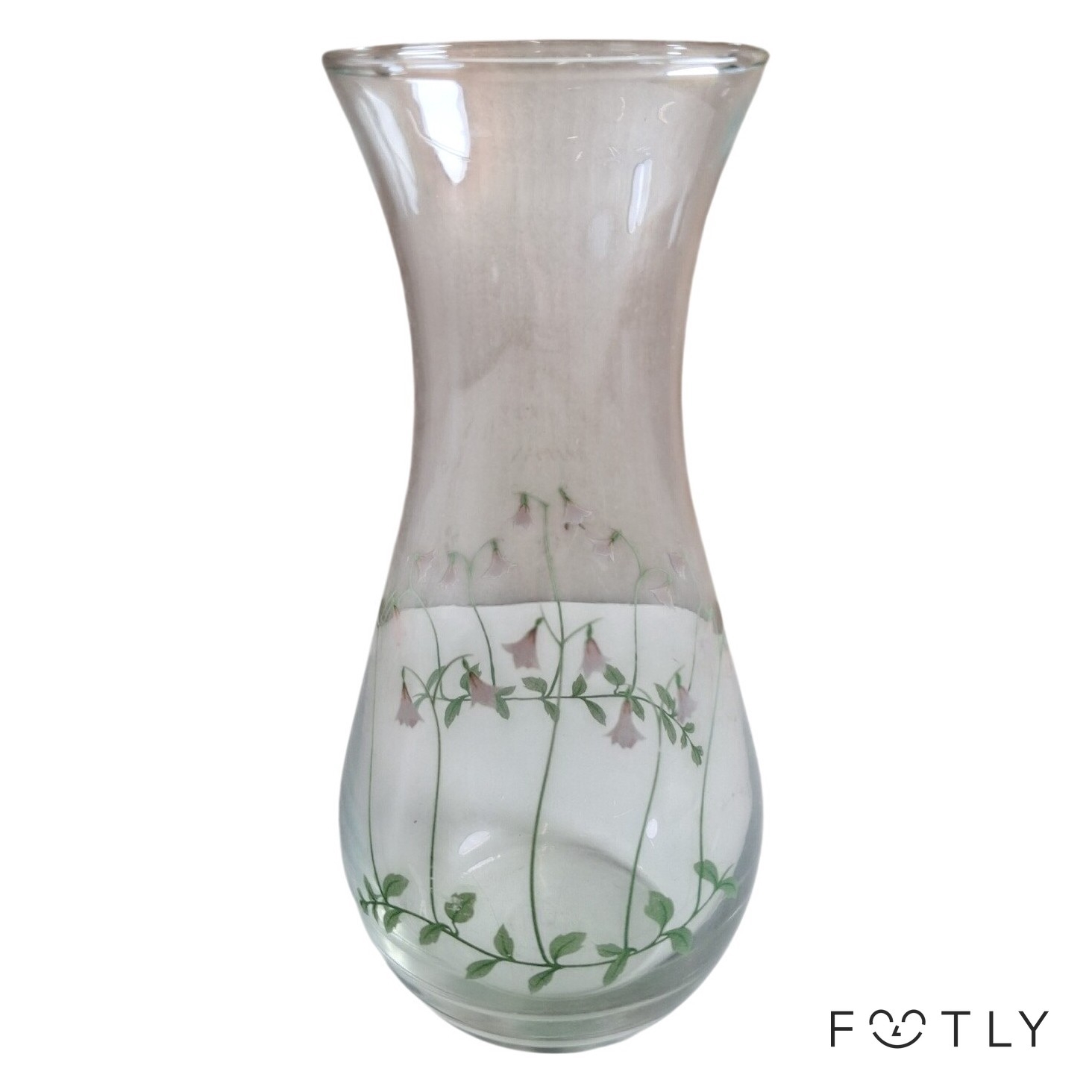 Linnea Vas Glas Blommor Dekor Transparent Grön Vit Blomvas Sommar Inredning