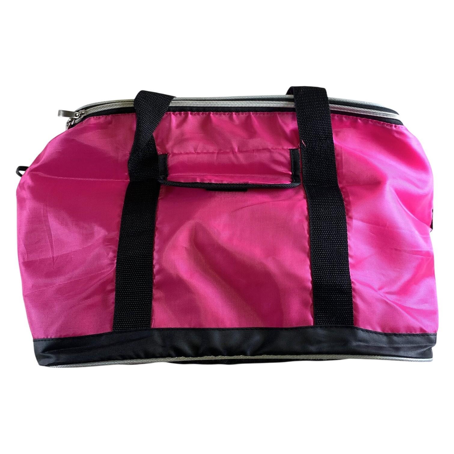 Retro Kylväska Rosa Svart Nylon Axelrem Dragkedja Bag