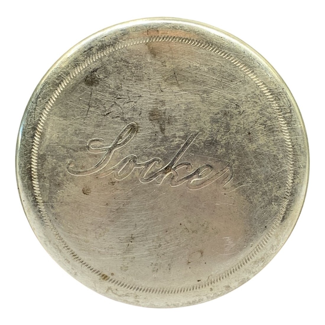 Nysilver Sockerskrin Lock Metall Graverad Socker Retro Silverfärgad N S Märkt