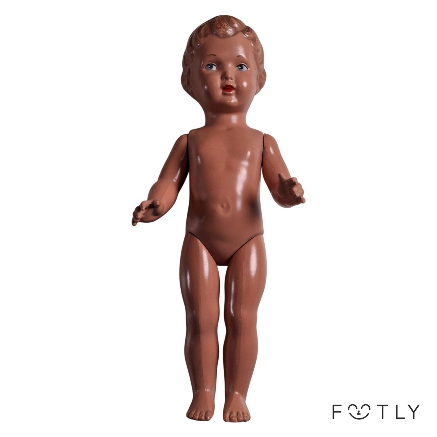 Docka Modell 29 Vintage Plast Blå Ögon Rörliga Leder Ben Dockfigur Samlarleksak