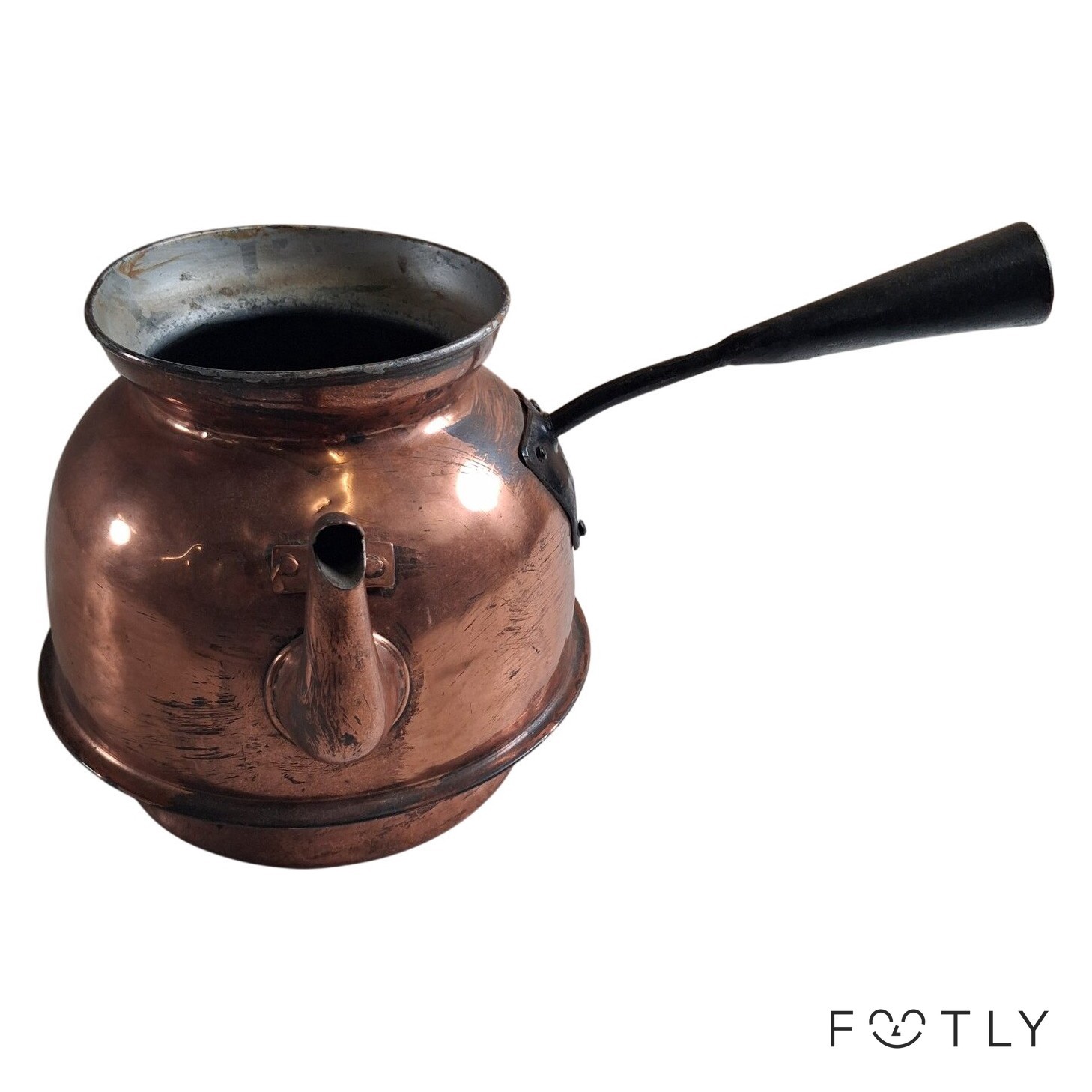 Kittel Koppar Vintage Kaffepanna Gryta Hällpip Handtag Kopparkittel Tepanna