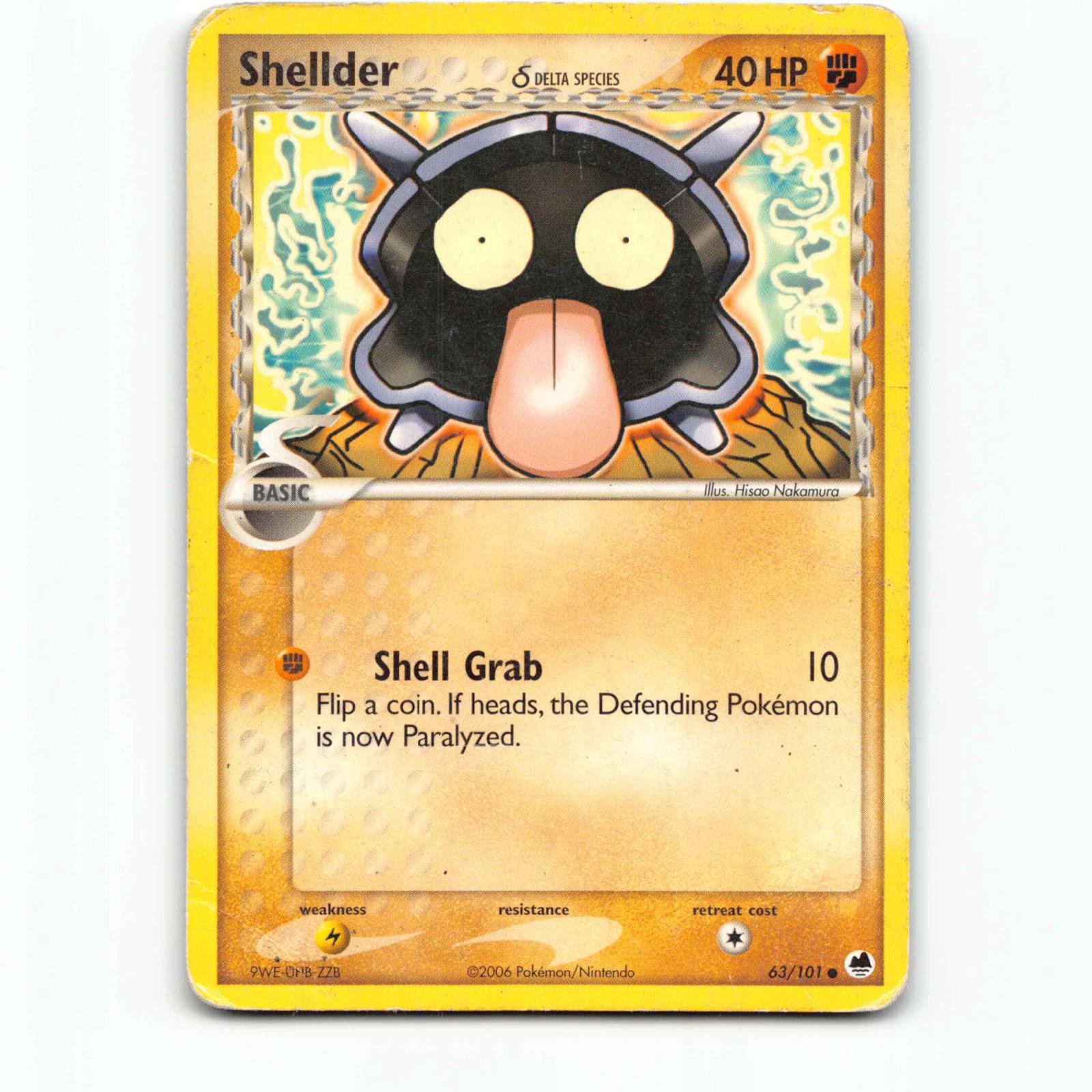 Shellder 63 Pokémon DF EN 63/101 Dragon Frontiers Pokemon Kort EX-Era