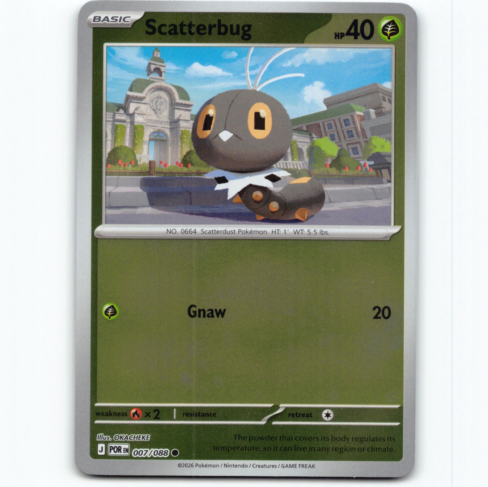 Pokémon Scatterbug POR EN 007/088 Reverse Holo Pokemon Kort Perfect Order Mega