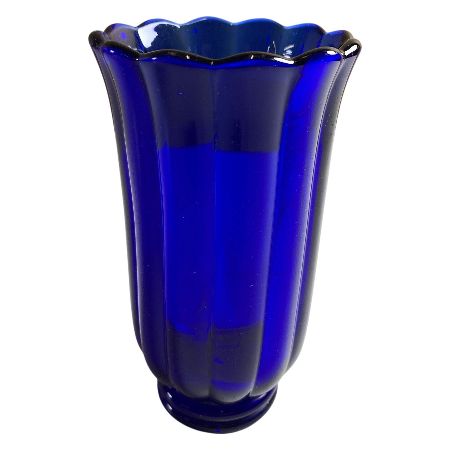 Konstglasvas Koboltblå med vågig Design Vas Blå Glas Konstglas Vintage Retro