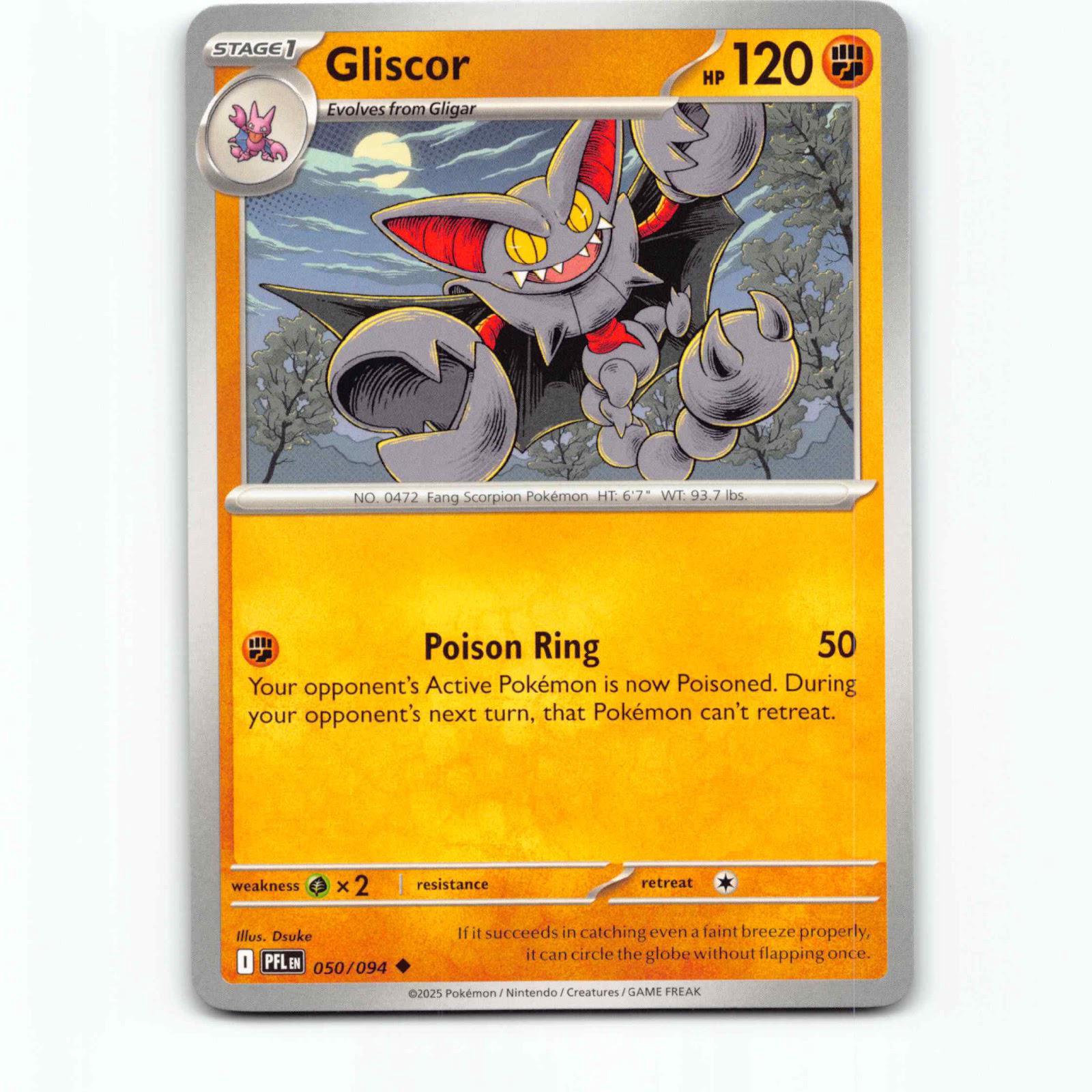 Gliscor 050/094 Pokémon PFL EN Phantasmal Flames Pokemon Kort Mega Evolution