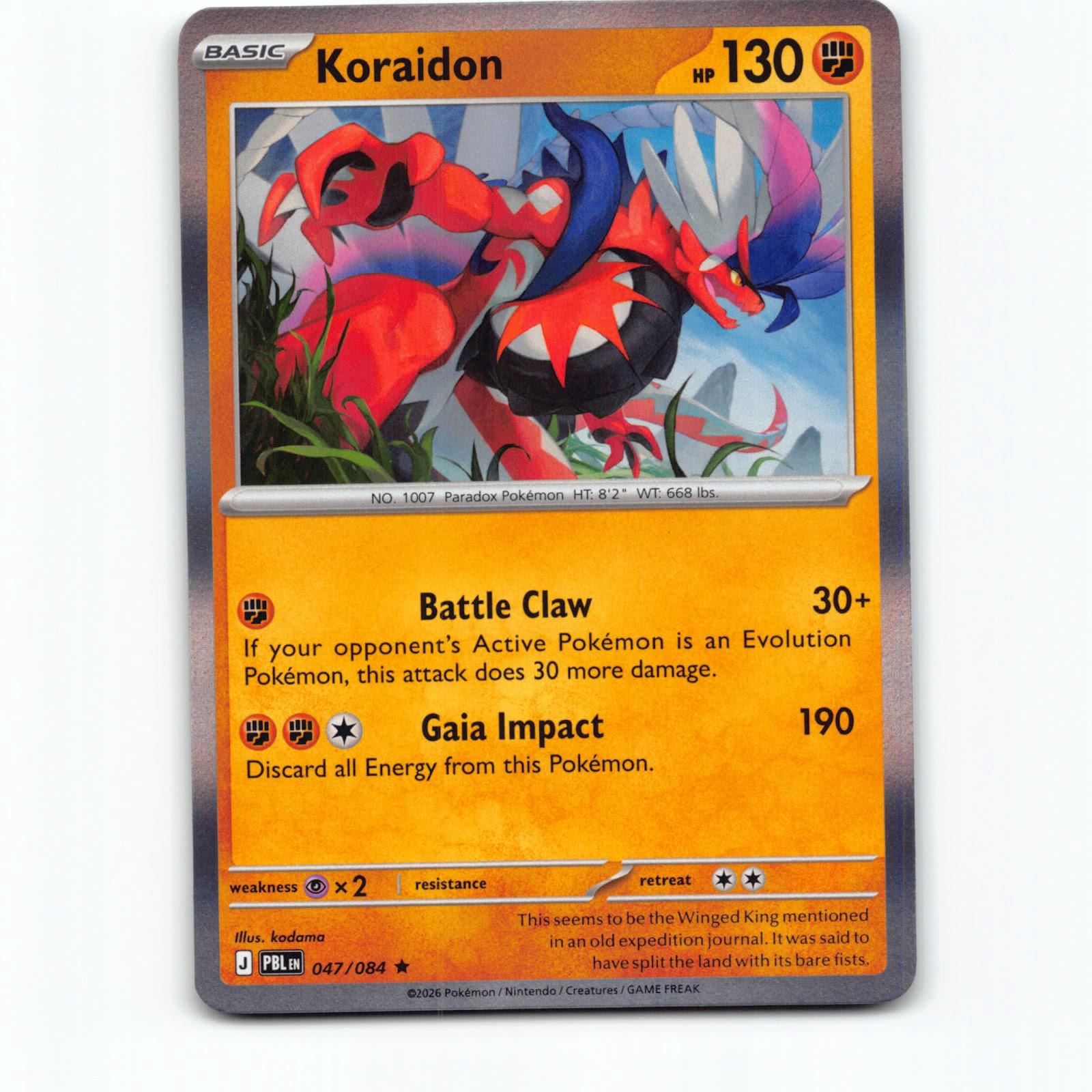 Koraidon 047/084 Pokémon Reverse Holo PBL EN Pitch Black Pokemon Kort Mega Evolu