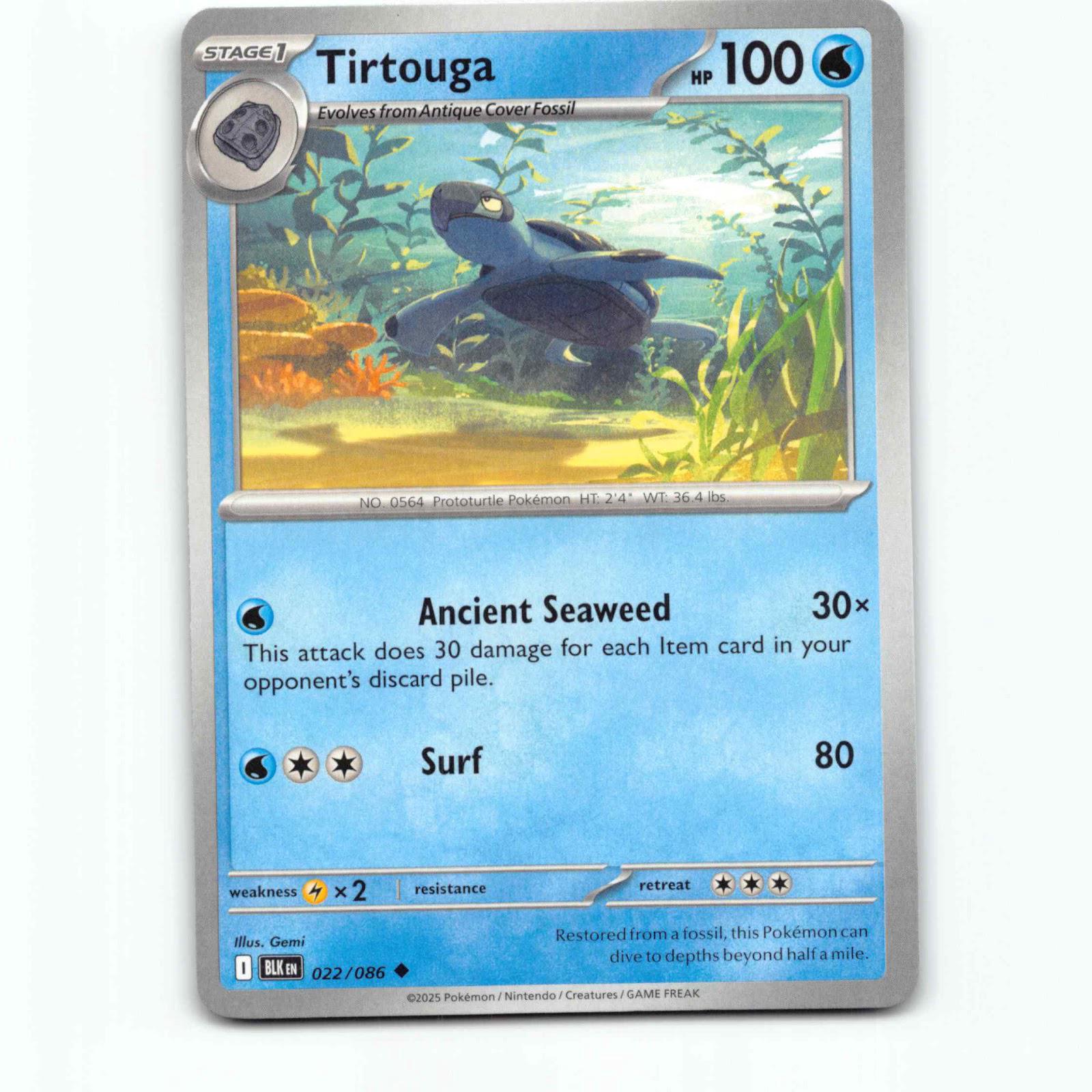 Tirtouga 022/086 Pokémon BLK EN Black Bolt Pokemon Kort Scarlet & Violet