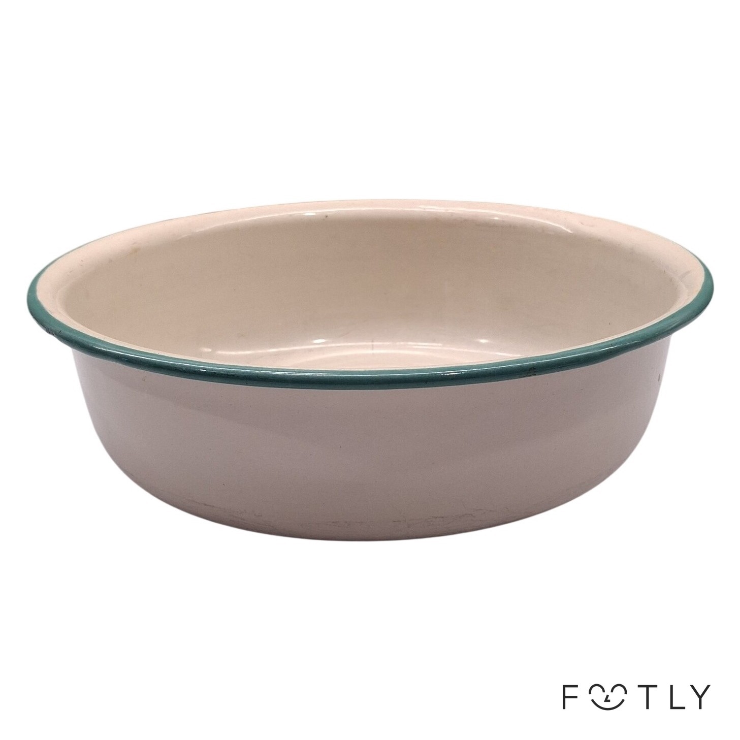 Carlunds Malmö Skål Vintage Porslin Grön Kant Vit Sweden Fat