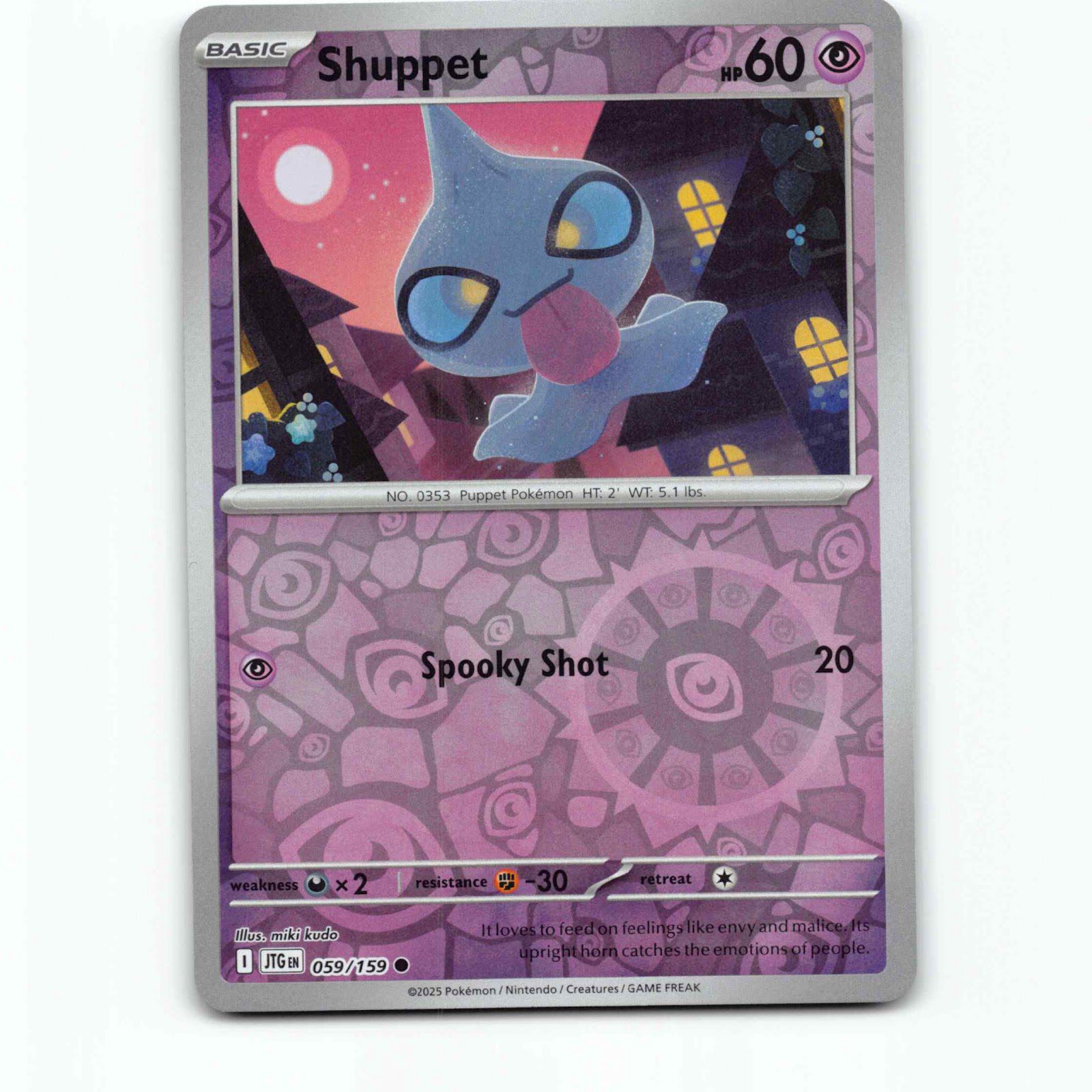Shuppet 059/159 Pokémon Reverse Holo JTG EN Journey Together Pokemon Kort Scarle