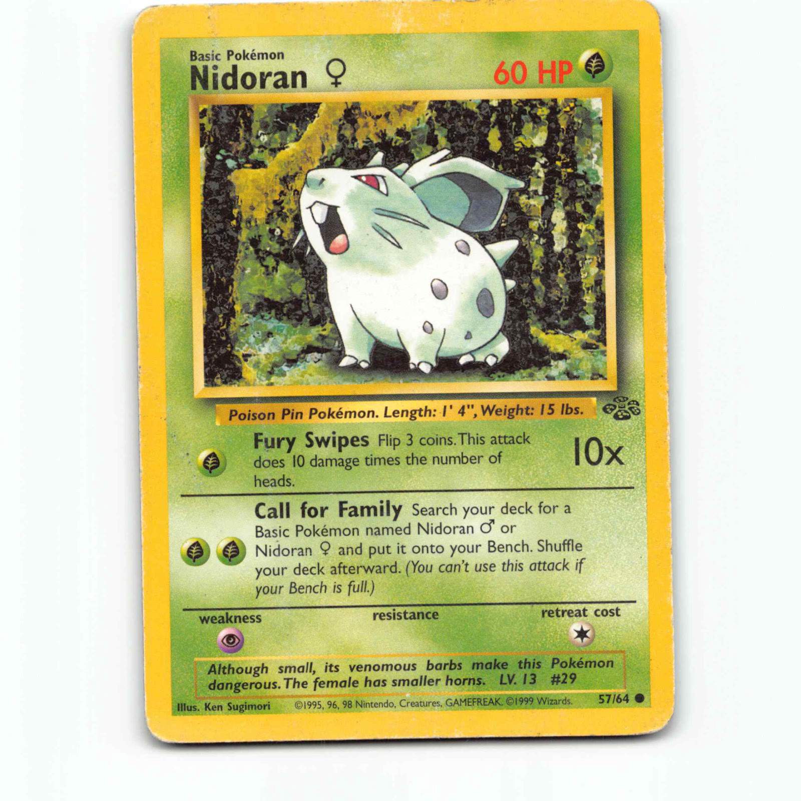 Nidoran♀ 57 Pokémon JU EN 57/64 Jungle Pokemon Kort Wizards of The Coast