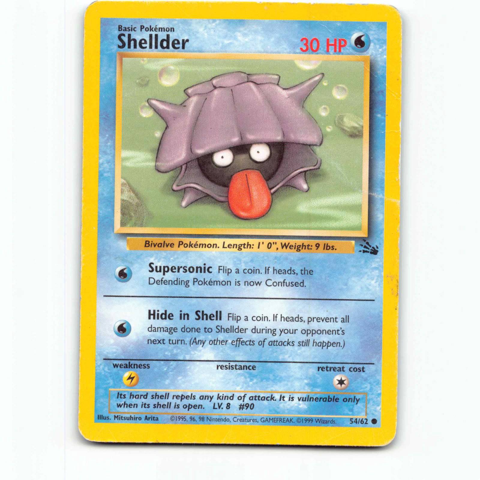 Shellder 54 Pokémon FO EN 54/62 Fossil Pokemon Kort Wizards of The Coast
