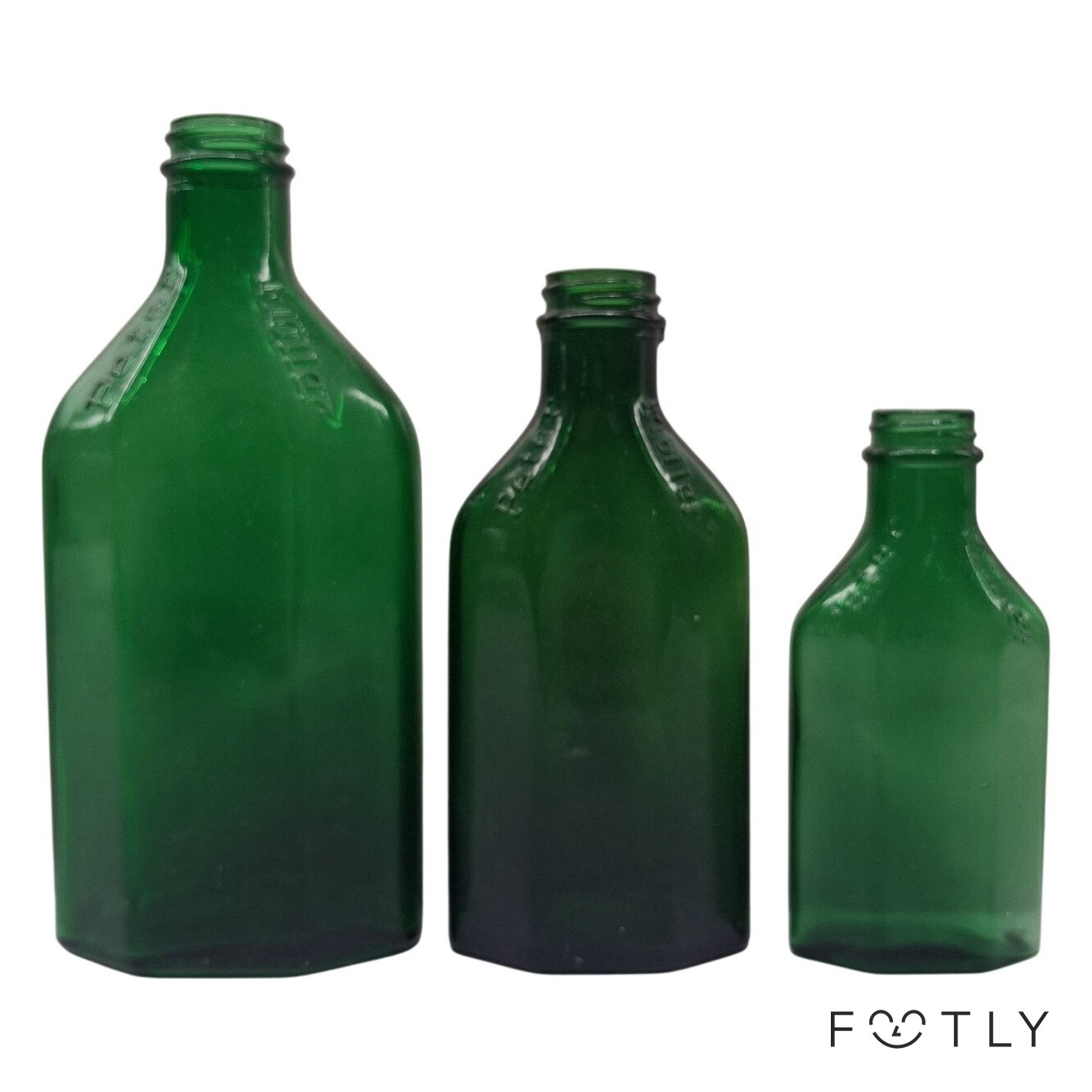 3 st Peter Möller Gröna Flaskor Retro Flaska Äldre Samlarflaskor Vintage
