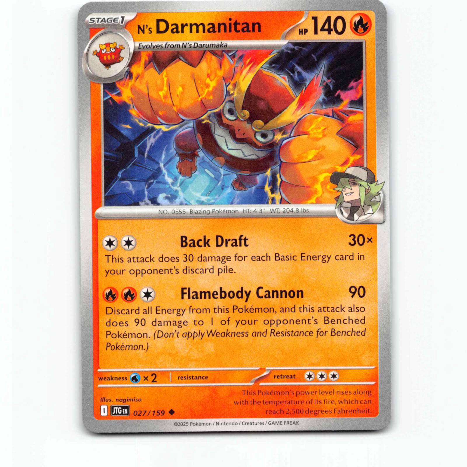 N's Darmanitan 027/159 Pokémon JTG EN Journey Together Pokemon Kort Scarlet & Vi