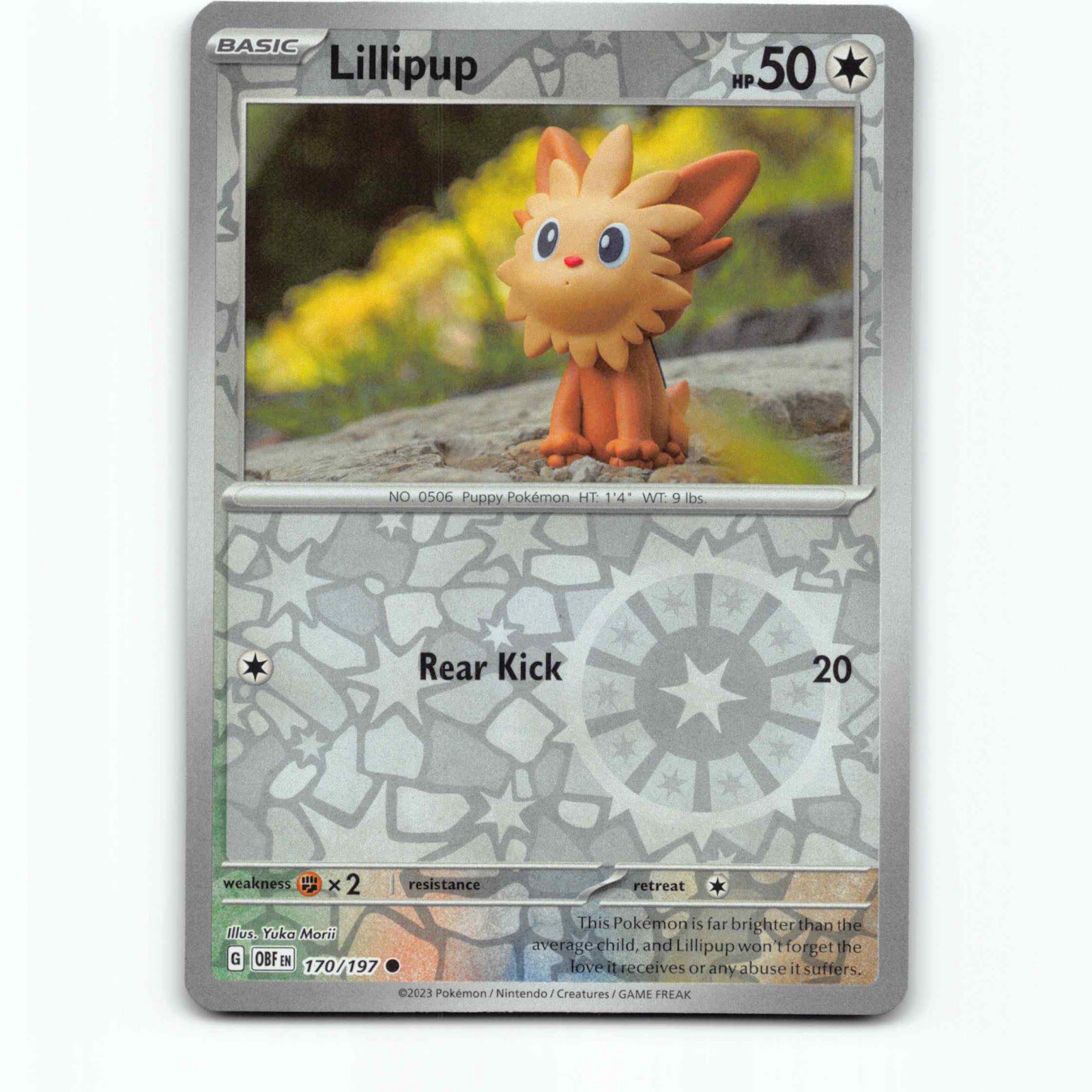 Lillipup 170 Reverse Holo Pokémon OBF EN 170/197 Obsidian Flames Pokemon Kort