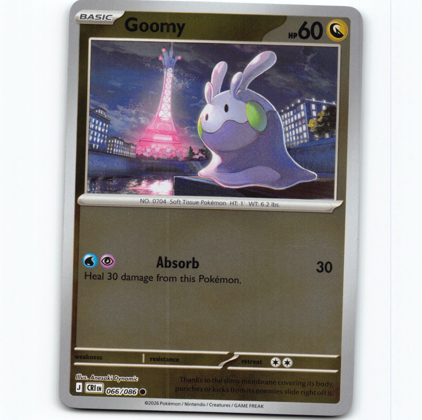 Pokémon Goomy CRI EN 066/086 Reverse Holo Pokemon Kort Chaos Rising Mega Evoluti