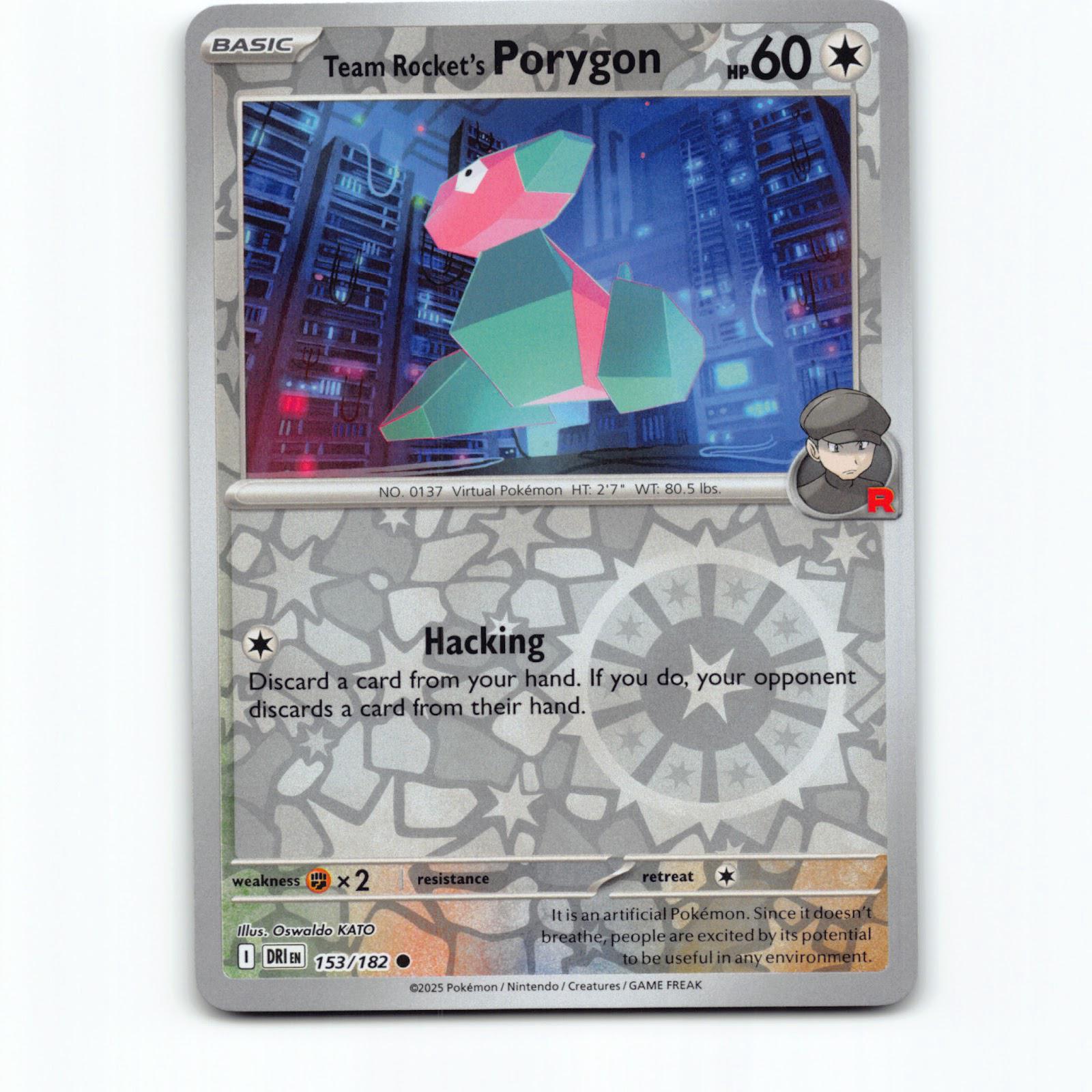 Team Rocket's Porygon 153/182 Pokémon Reverse Holo DRI EN Destined Rivals Pokemo