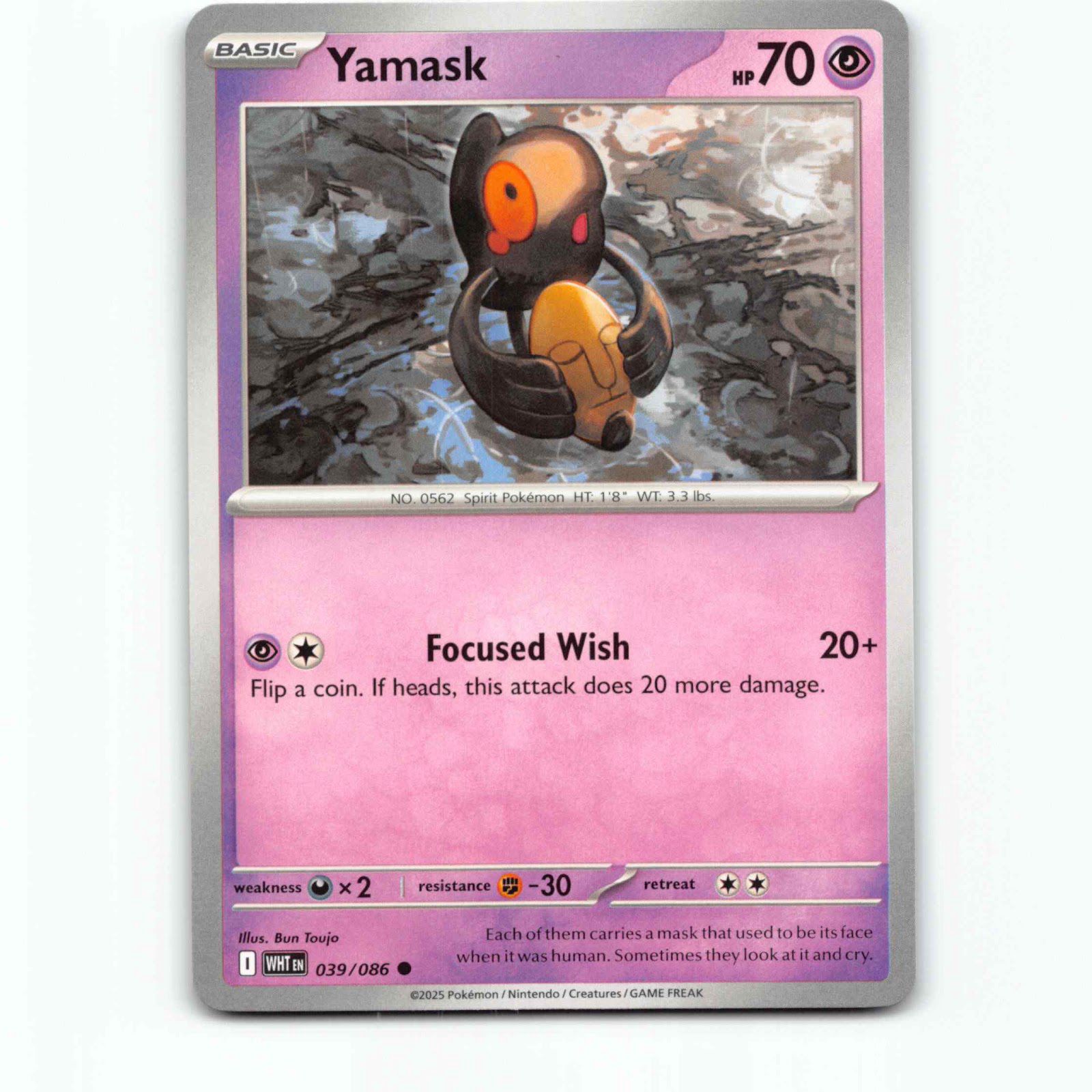 Yamask 039/086 Pokémon WHT EN White Flare Pokemon Kort Scarlet & Violet