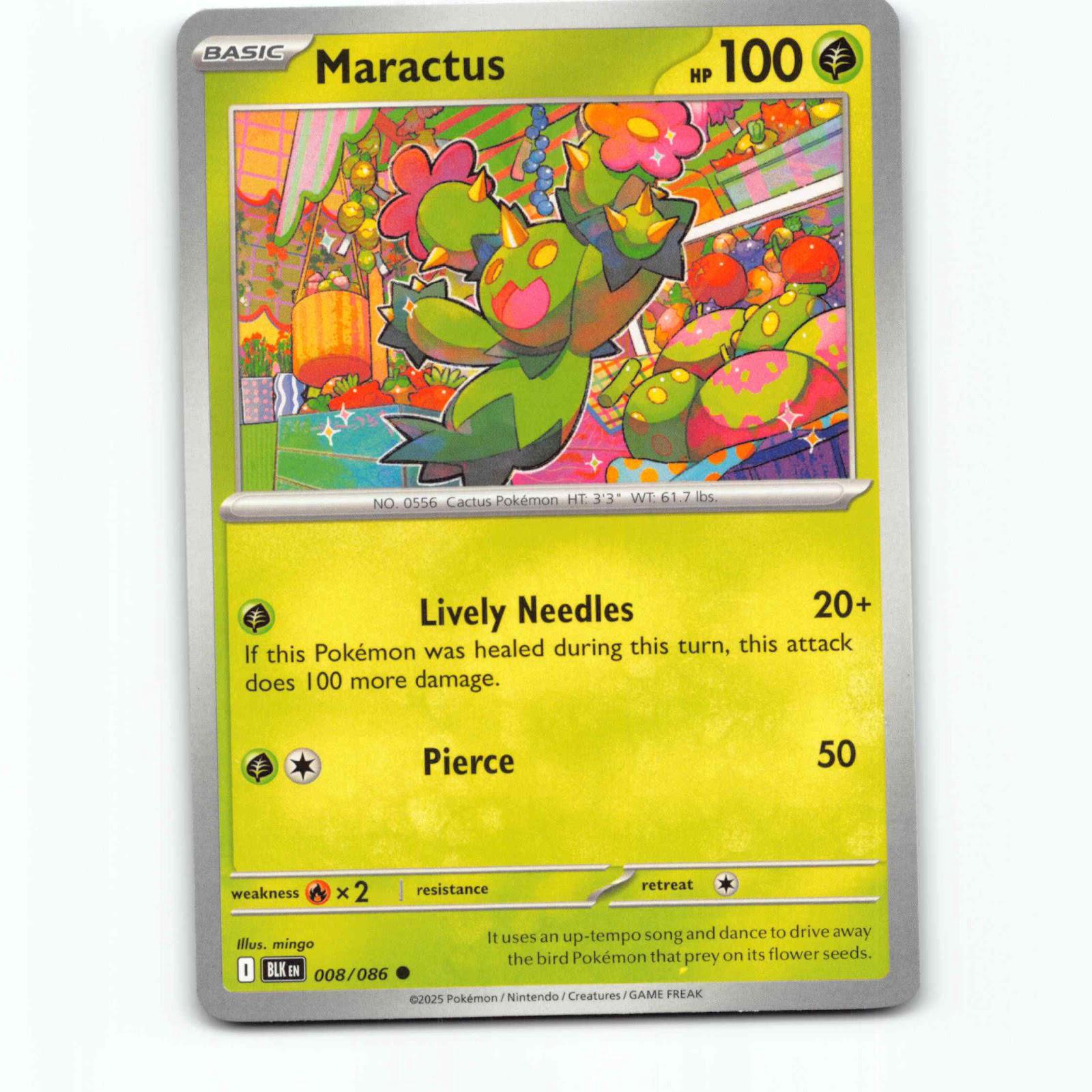 Maractus 008/086 Pokémon BLK EN Black Bolt Pokemon Kort Scarlet & Violet