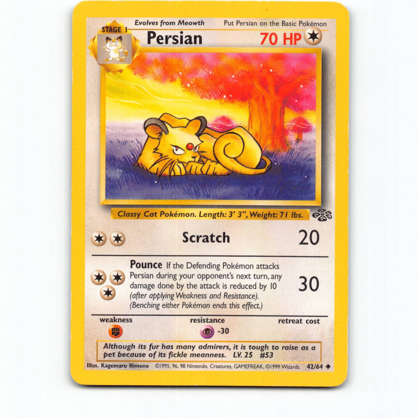 Persian 042/064 Pokémon JU EN Jungle Pokemon Kort Wizards of The Coast