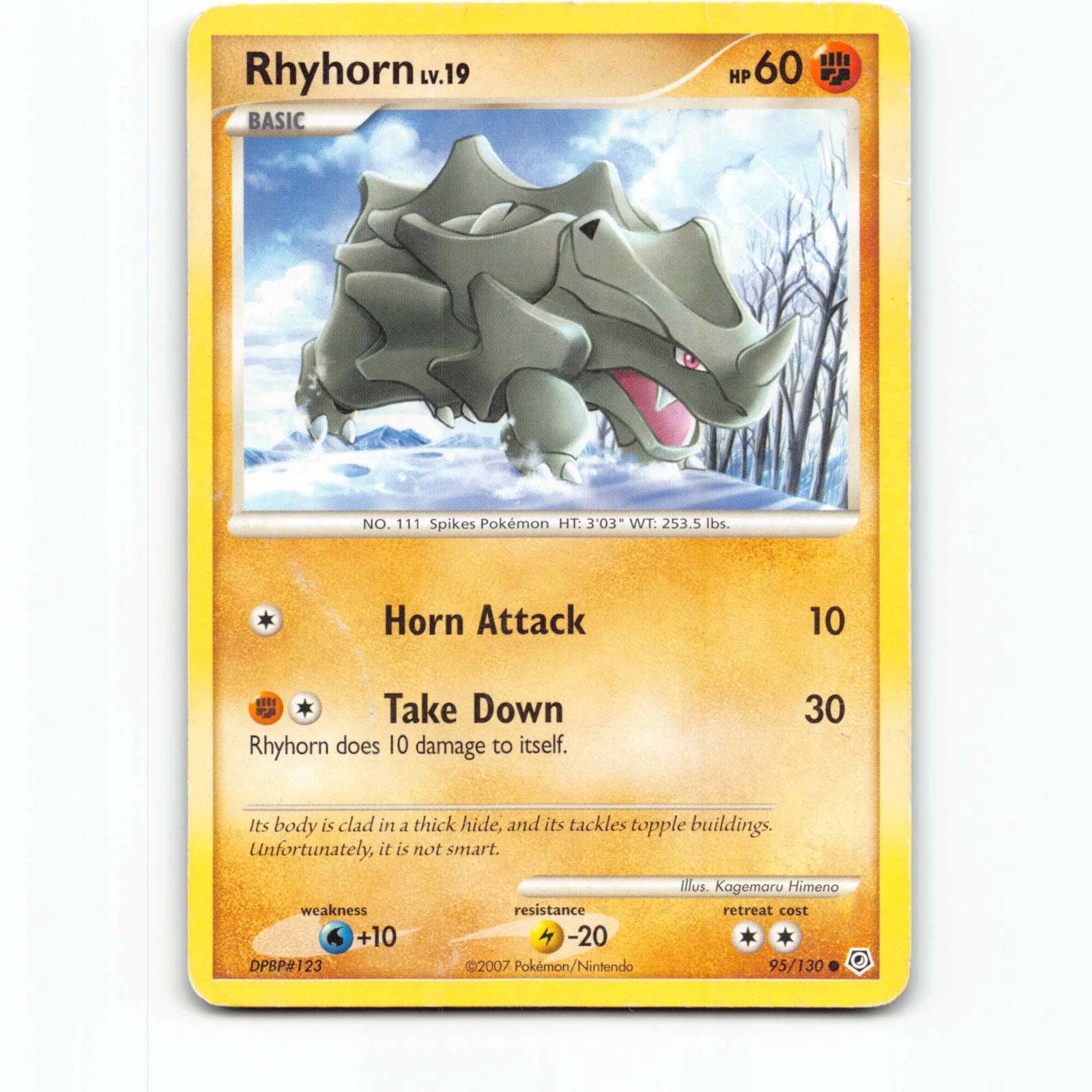 Rhyhorn 95 Pokémon DP EN 95/130 Diamond & Pearl Pokemon Kort Diamond and Pearl