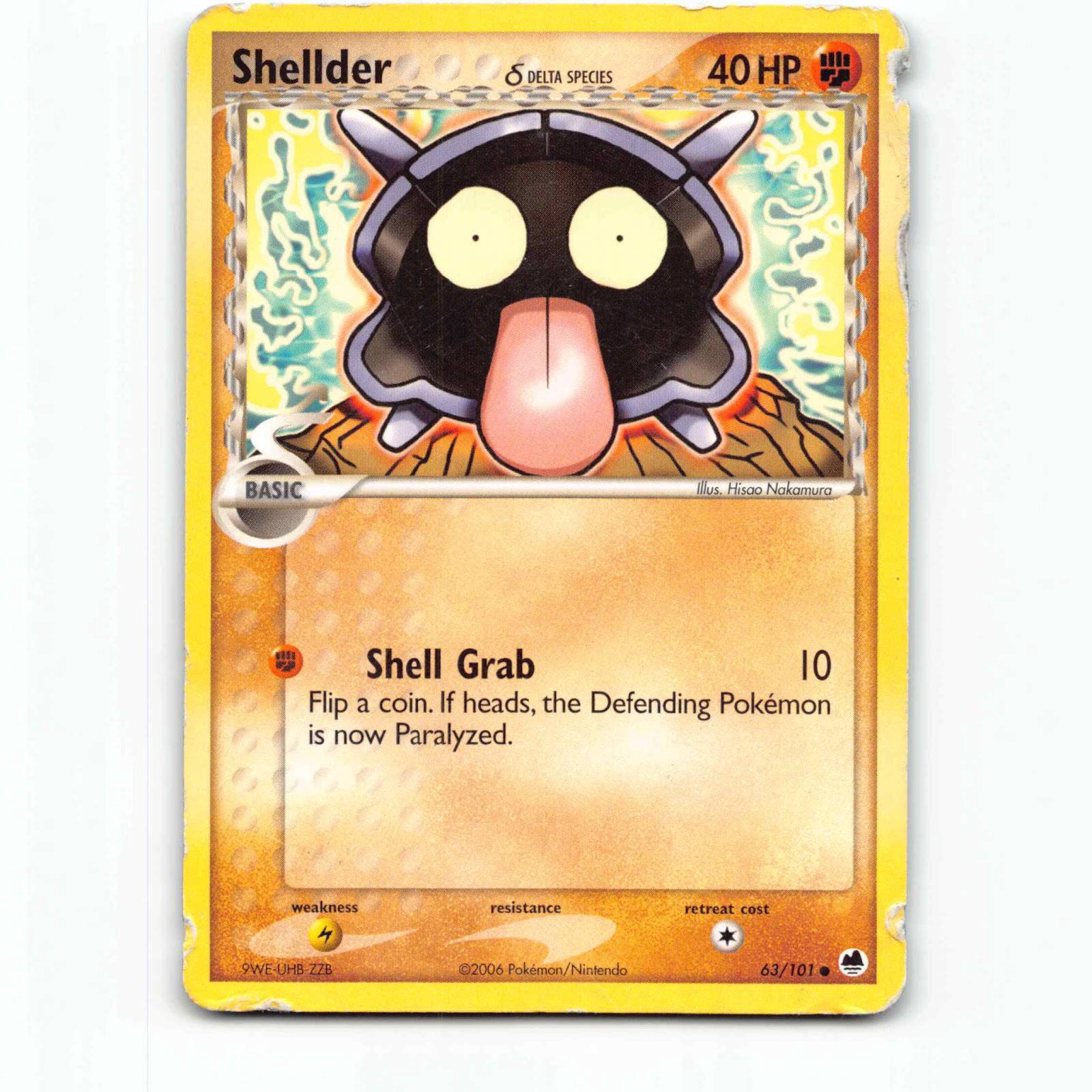 Shellder 63 Pokémon DF EN 63/101 Dragon Frontiers Pokemon Kort EX-Era