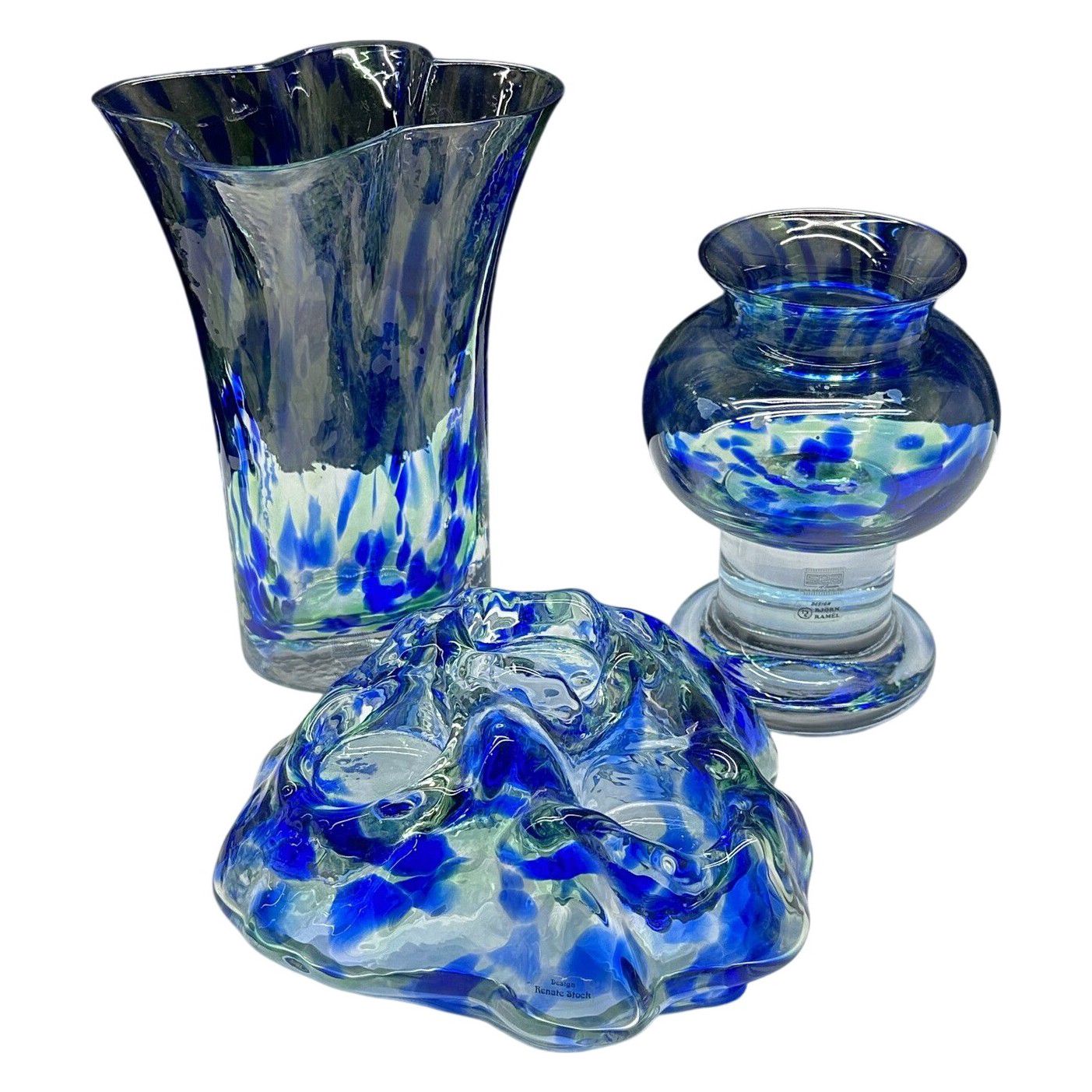Sea Of Sweden 3 st Glaspjäser Blå Grön Design Renate Stock Björn Ramél Konstglas