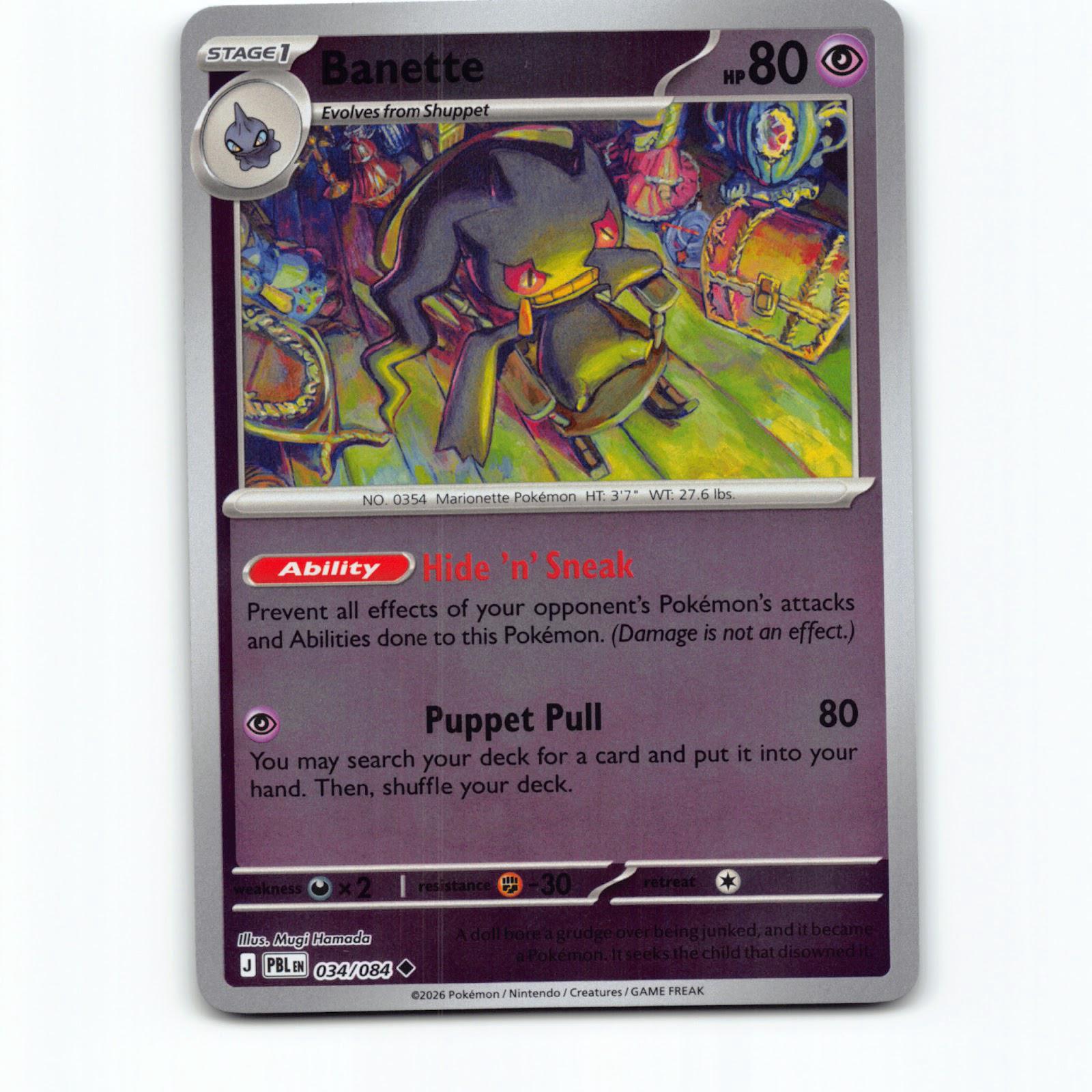 Banette 034/084 Pokémon Holo PBL EN Pitch Black Pokemon Kort Mega Evolution