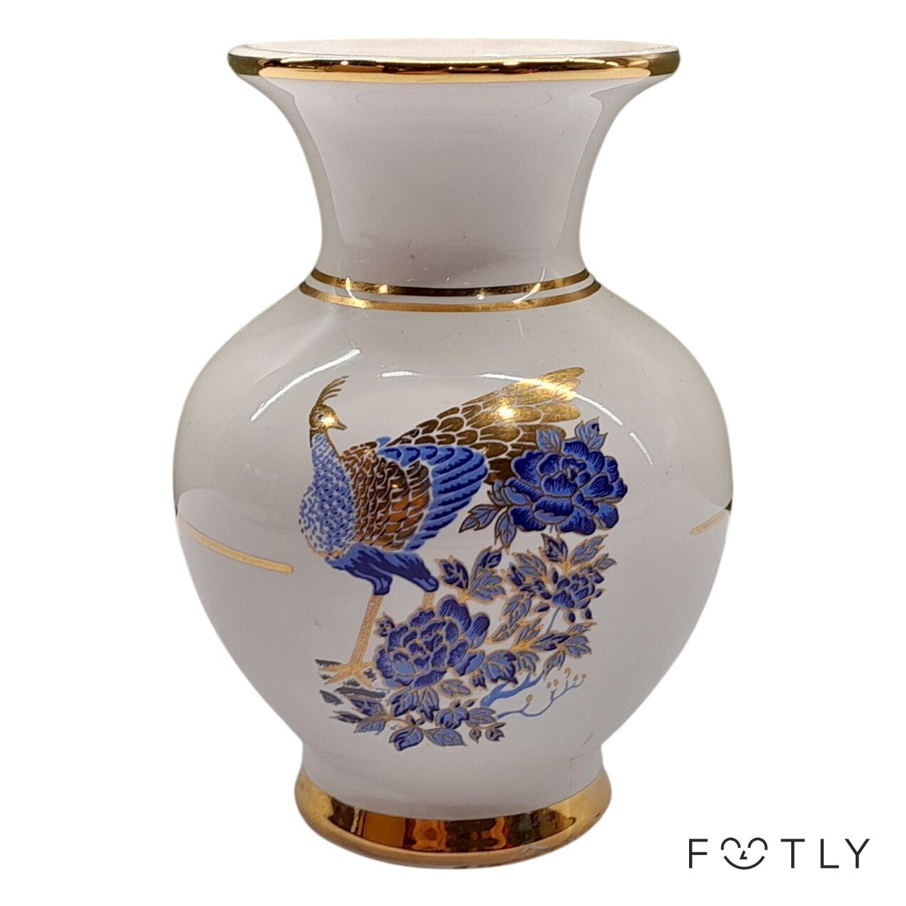 G S Presenta 24k Gold Rhodos Vas Porslin Handgjord Grekland Guld Vintage 1959