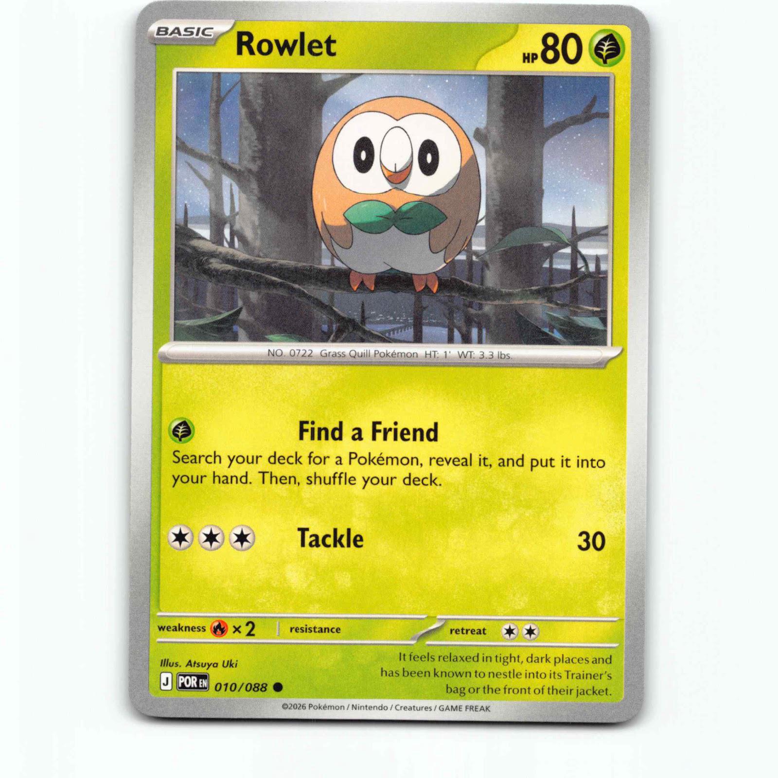 Rowlet 10 Pokémon POR EN 010/088 Perfect Order Pokemon Kort Mega Evolution