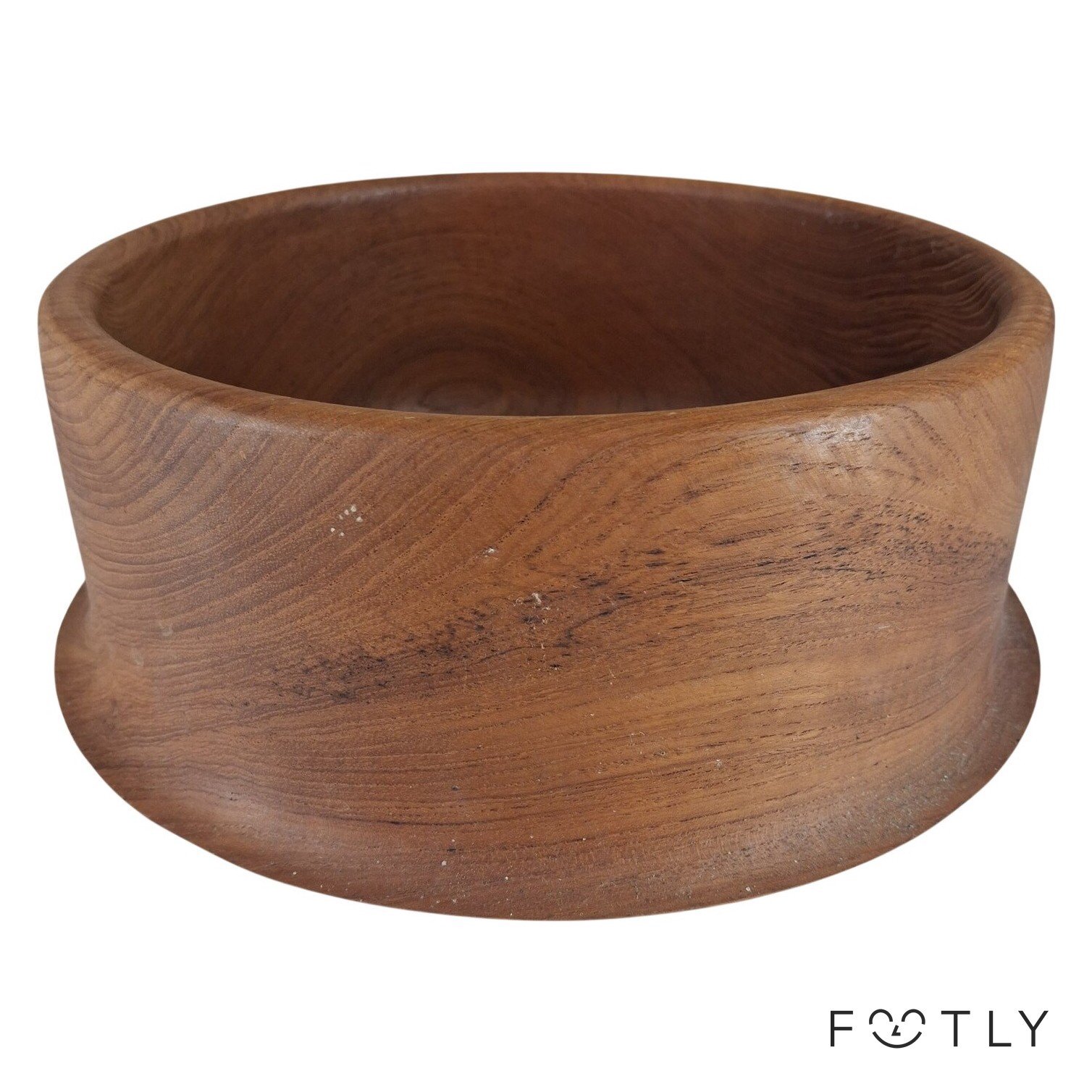 Skål Teakträ Vintage Made In Thailand Träskål Rund Teak Wood Bowl