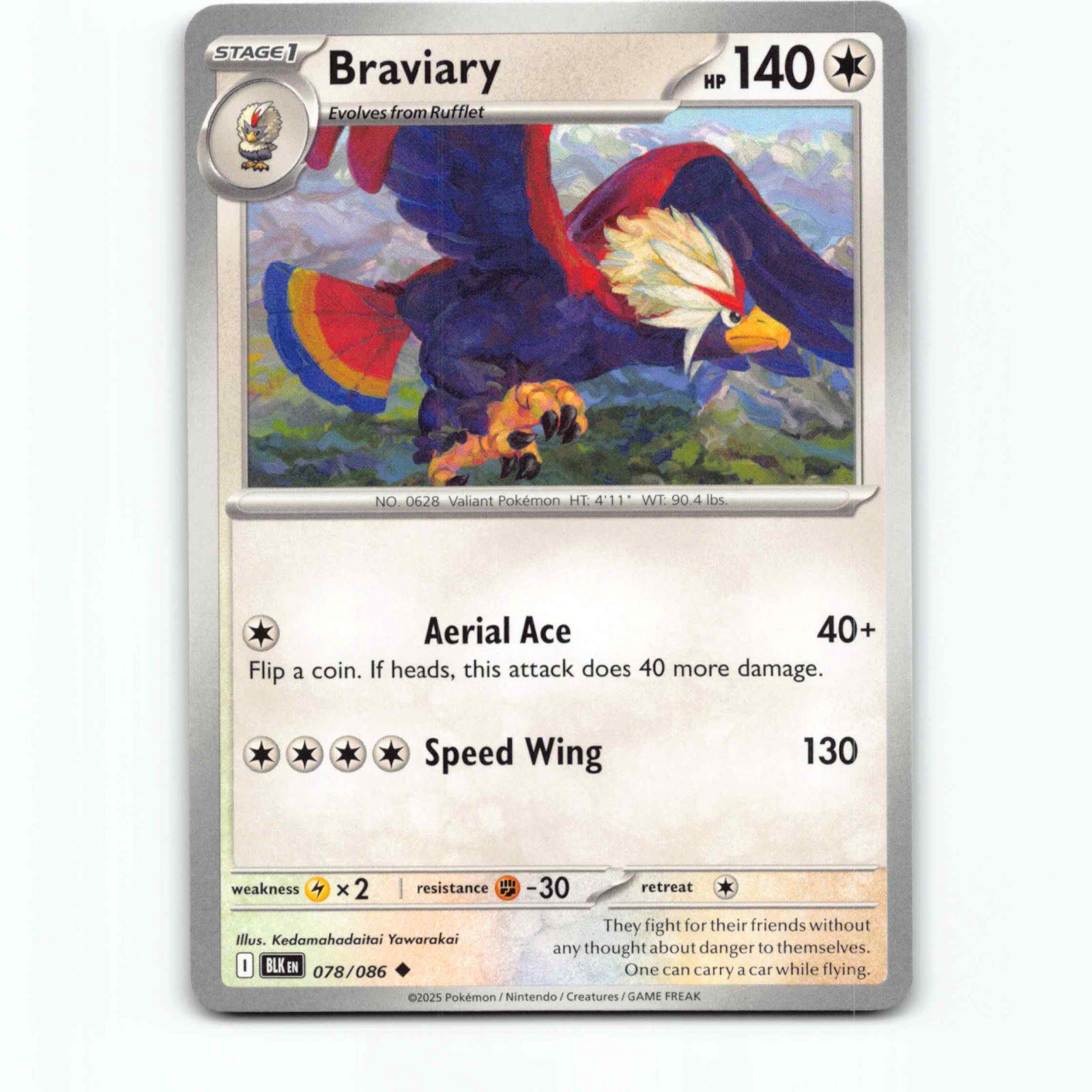 Braviary 078/086 Pokémon BLK EN Black Bolt Pokemon Kort Scarlet & Violet
