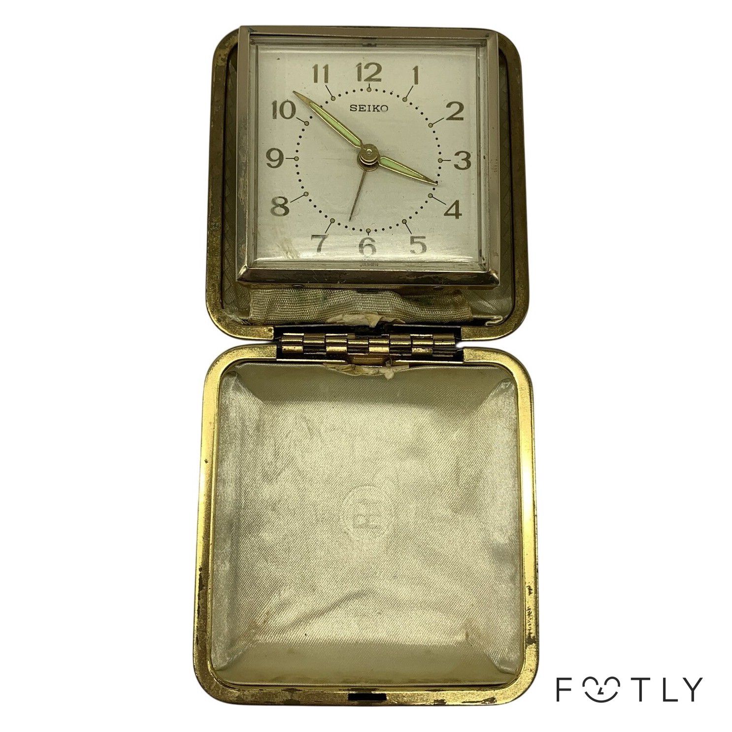 Seiko Reseklocka Vintage Brun Fodral Mekanisk Väckarklocka Japan Retro Ur Klocka