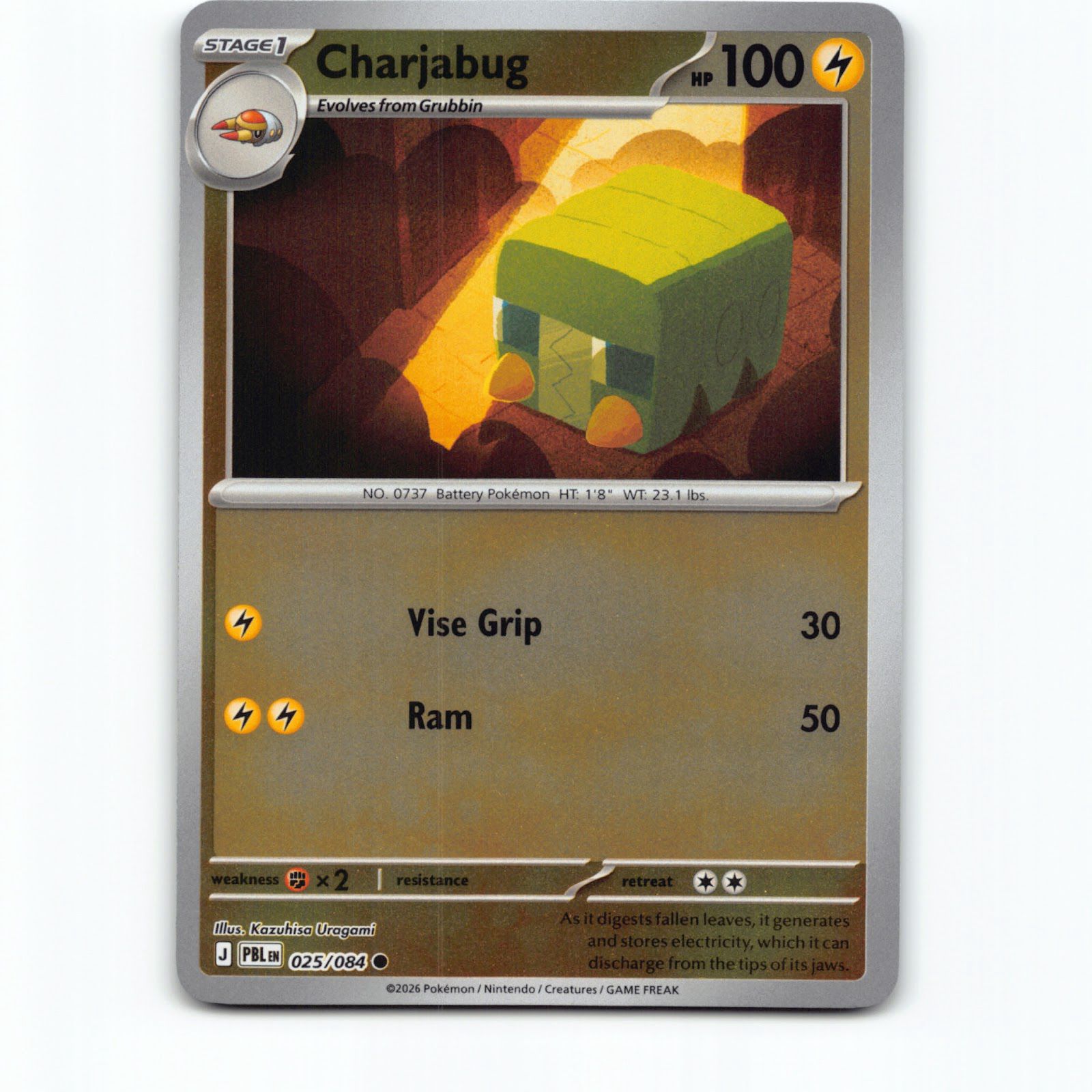 Pokémon Charjabug PBL EN 025/084 Reverse Holo Pokemon Kort Pitch Black Mega Evol