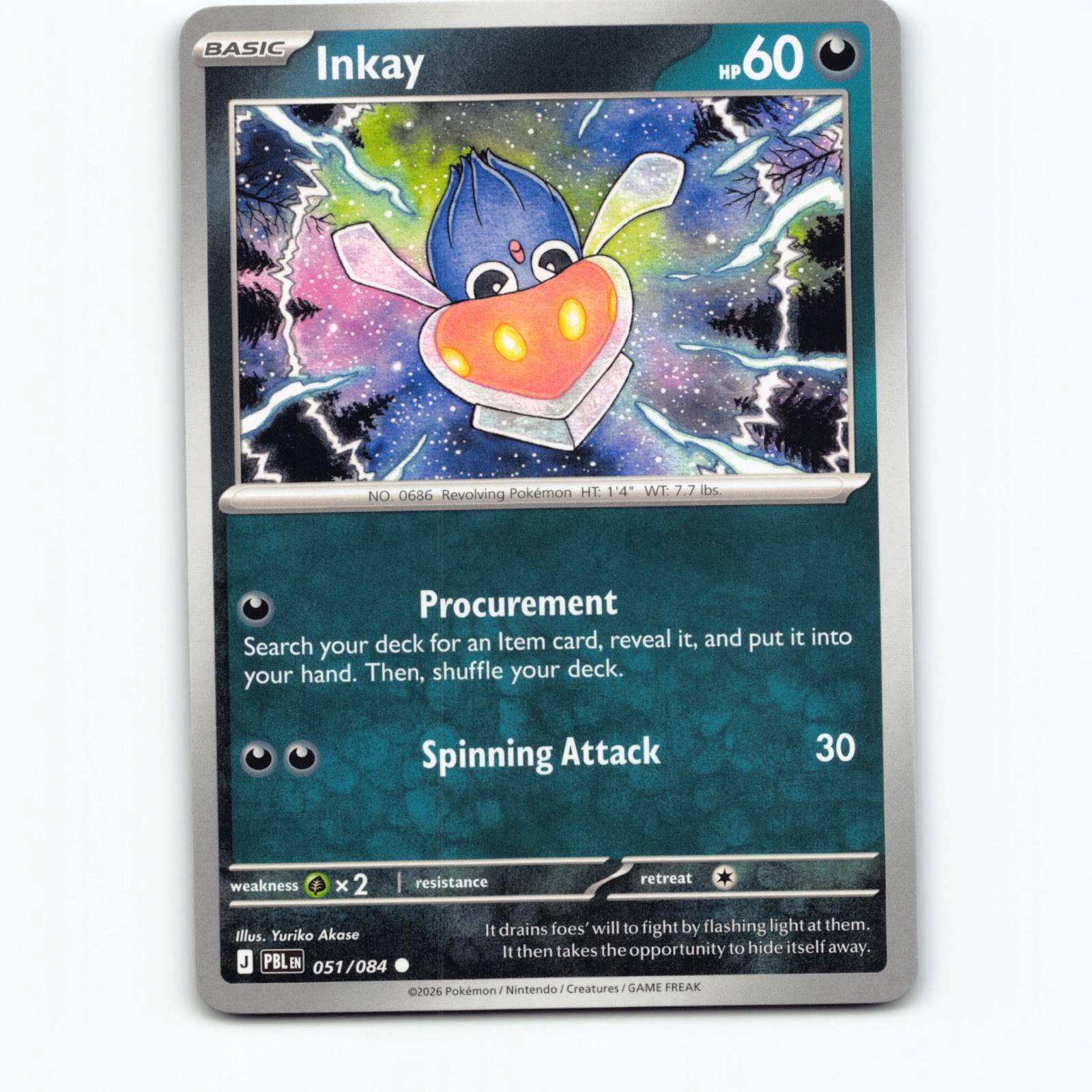Inkay 051/084 Pokémon PBL EN Pitch Black Pokemon Kort Mega Evolution