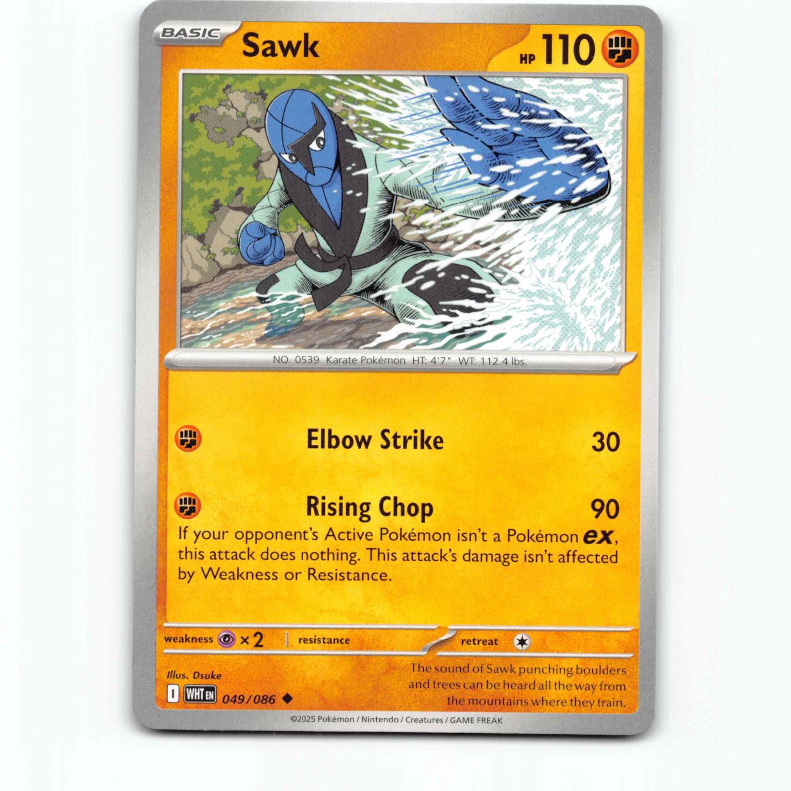 Sawk 049/086 Pokémon WHT EN White Flare Pokemon Kort Scarlet & Violet