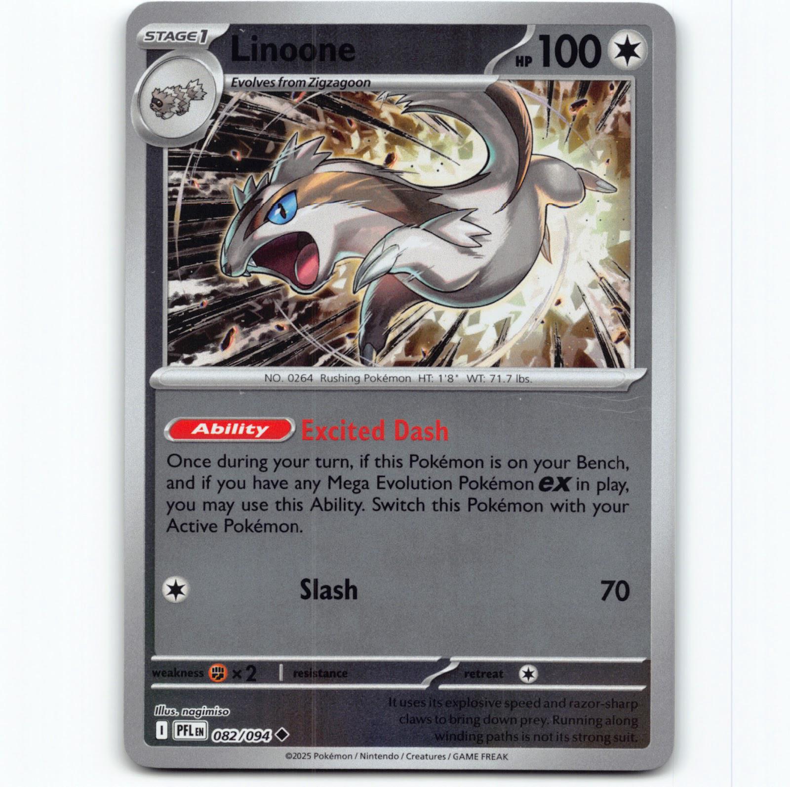 Pokémon Linoone PFL EN 082/094 Reverse Holo Pokemon Kort Phantasmal Flames Mega