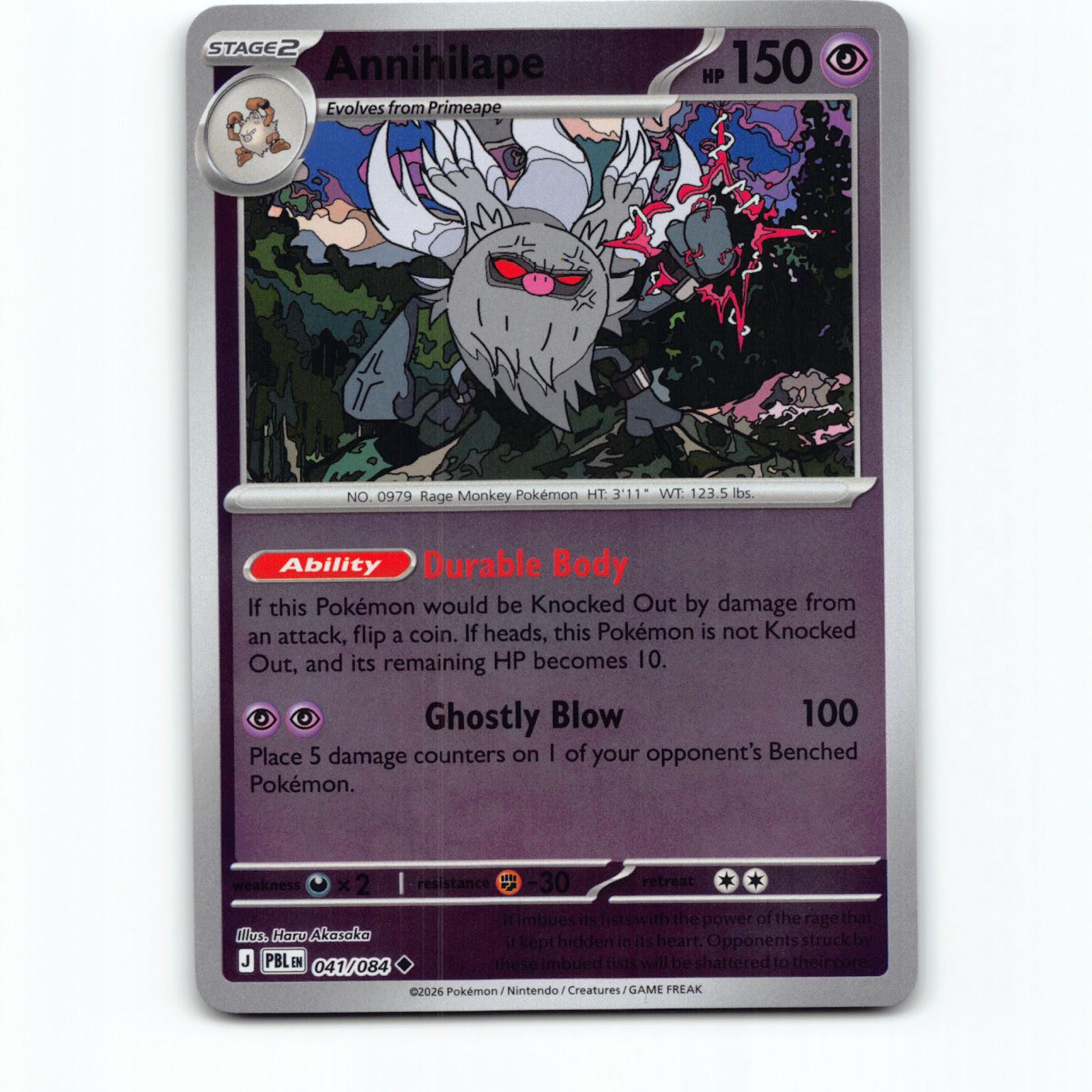 Annihilape 041/084 Pokémon Reverse Holo PBL EN Pitch Black Pokemon Kort Mega Evo