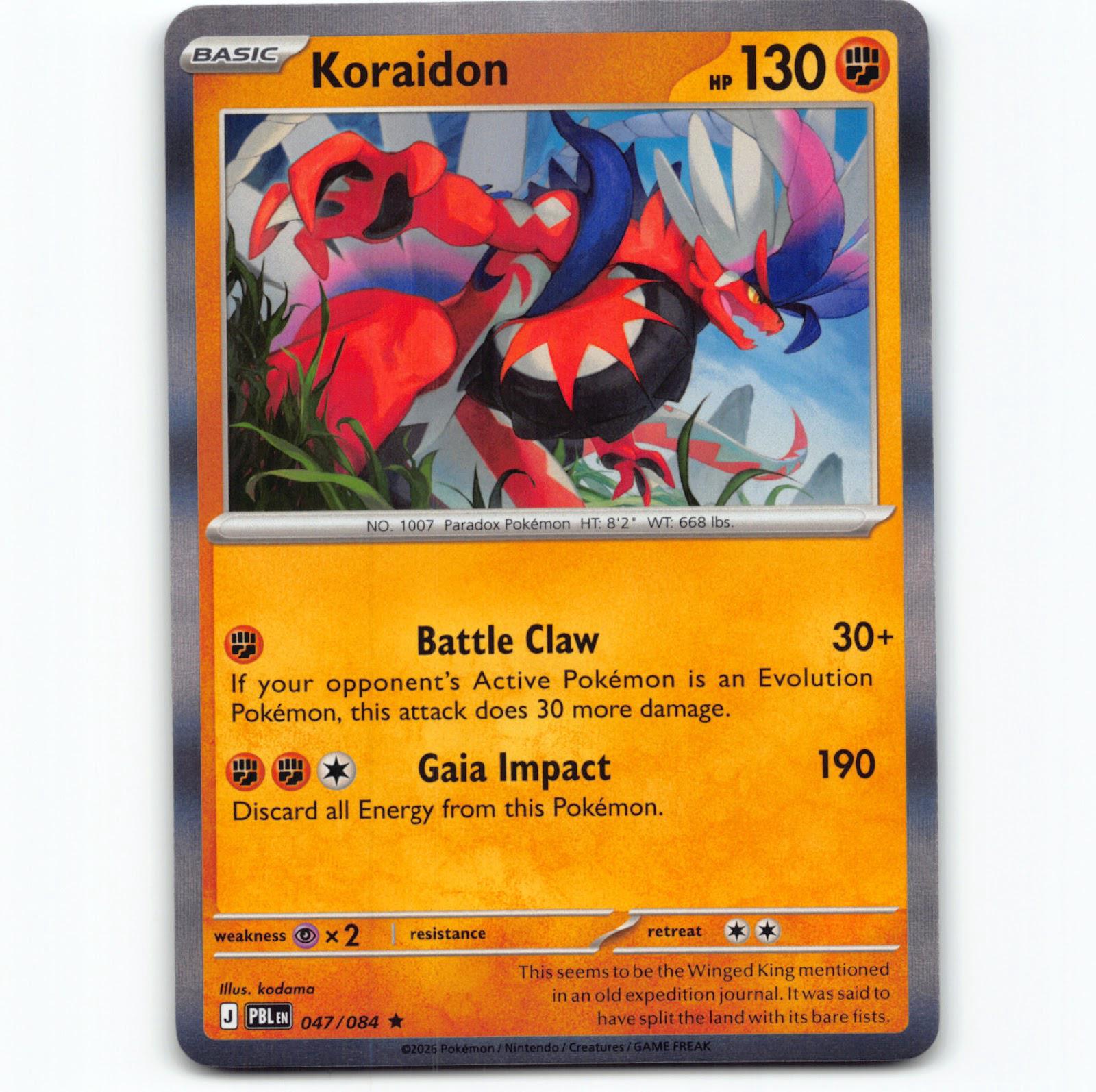 Pokémon Koraidon PBL EN 047/084 Holo Pokemon Kort Pitch Black Mega Evolution