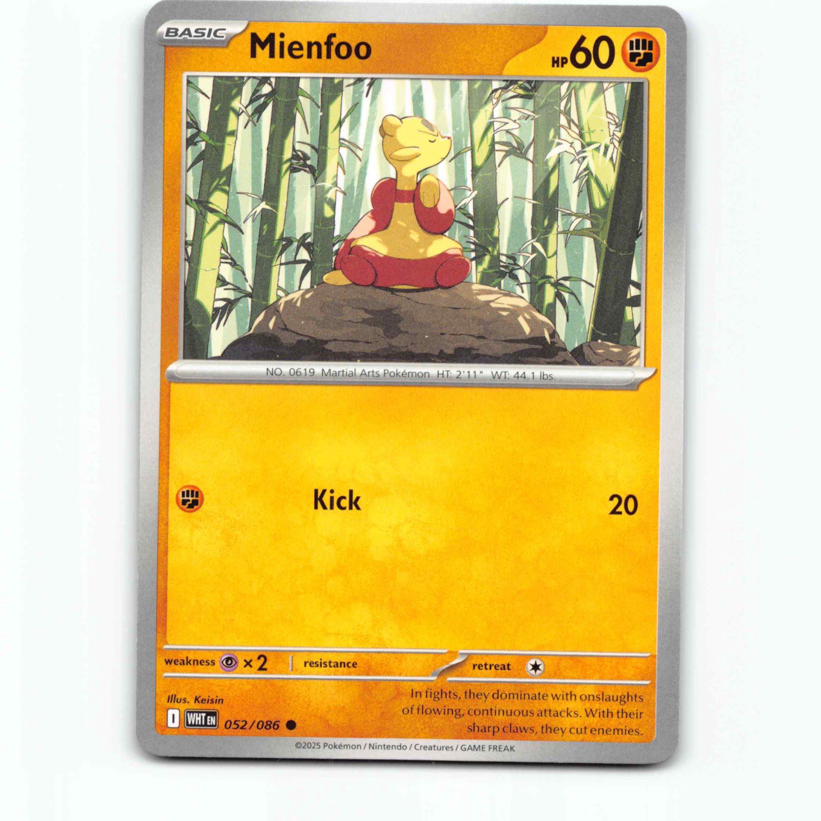 Mienfoo 052/086 Pokémon WHT EN White Flare Pokemon Kort Scarlet & Violet
