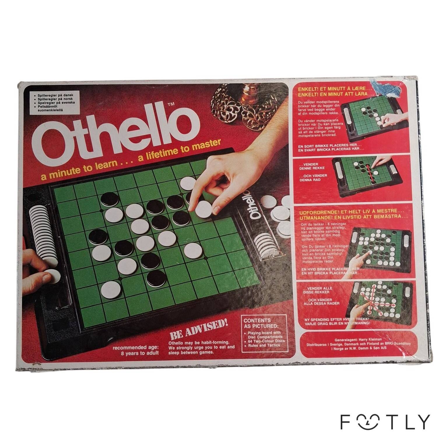 Othello Sällskapsspel Brädspel Vintage Komplett Med Brickor Svart Grön Vit Retro