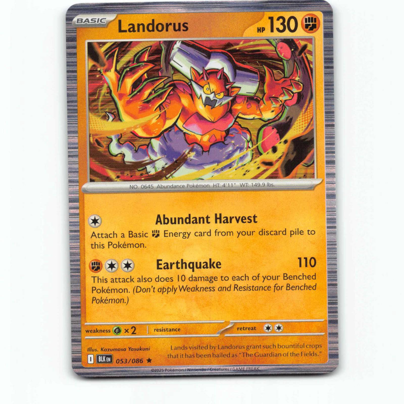 Landorus 053/086 Pokémon Holo BLK EN Black Bolt Pokemon Kort Scarlet & Violet