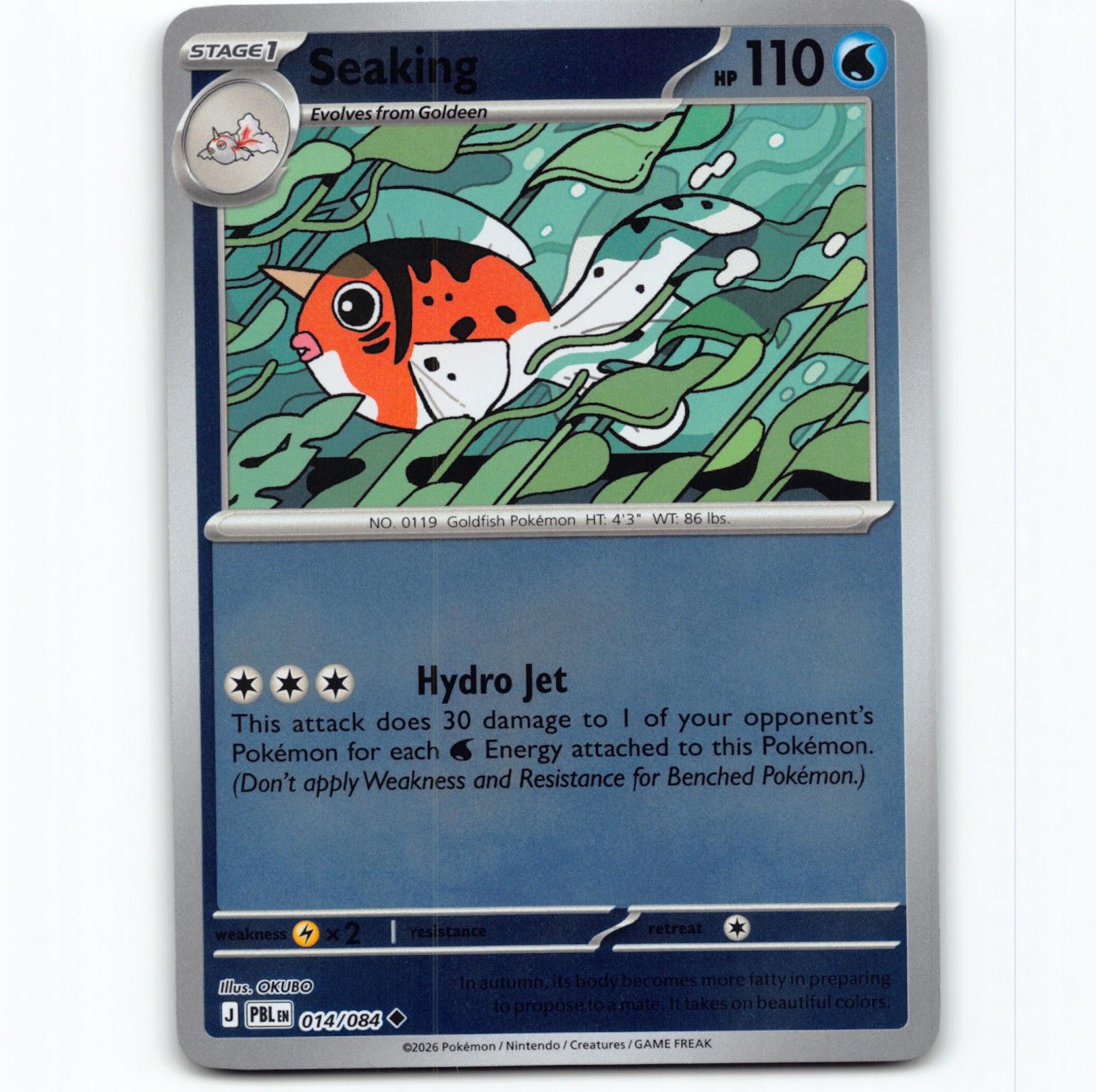 Pokémon Seaking PBL EN 014/084 Reverse Holo Pokemon Kort Pitch Black Mega Evolut